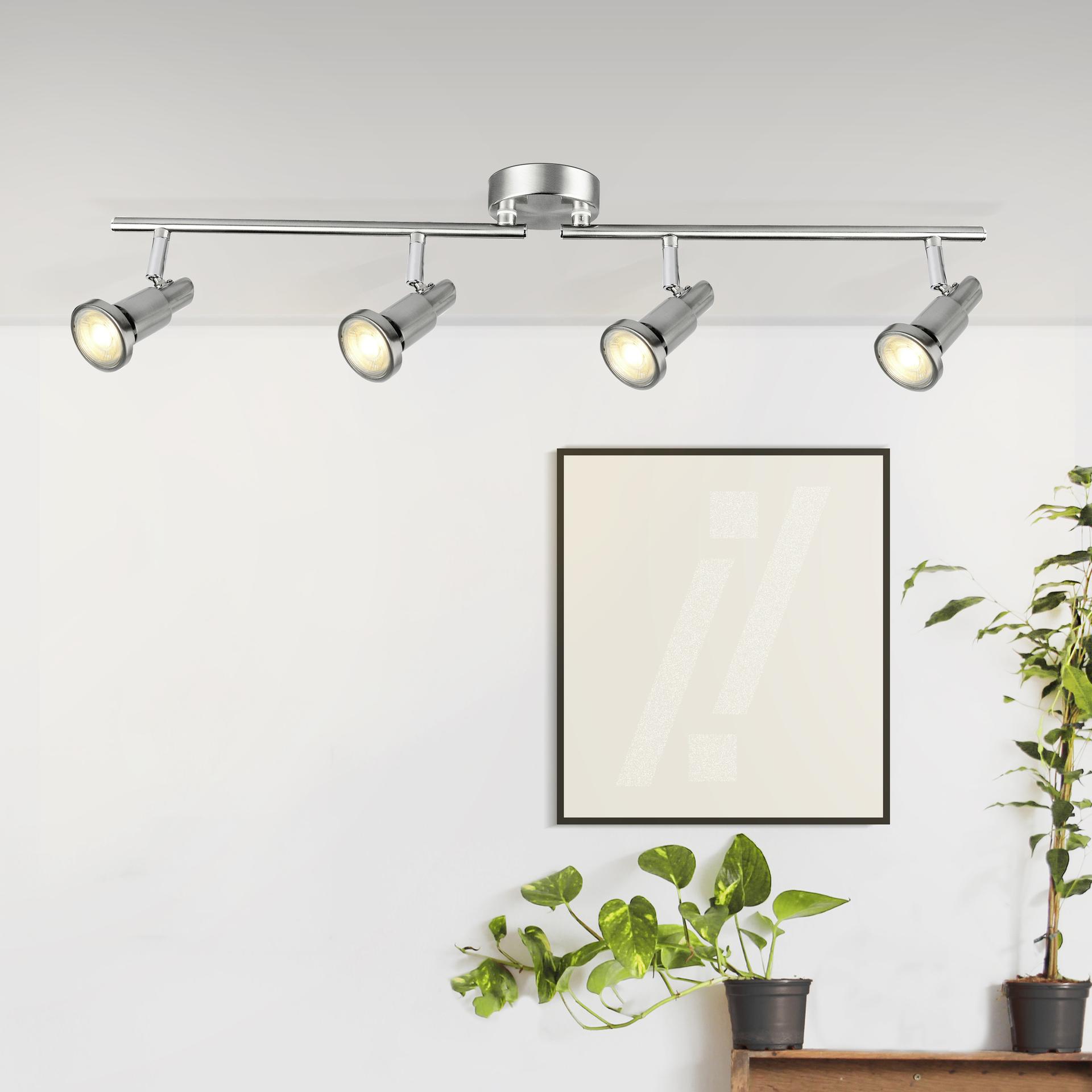 Deckenleuchte Mika, silber, 13 x 78 cm, Metall Strahler