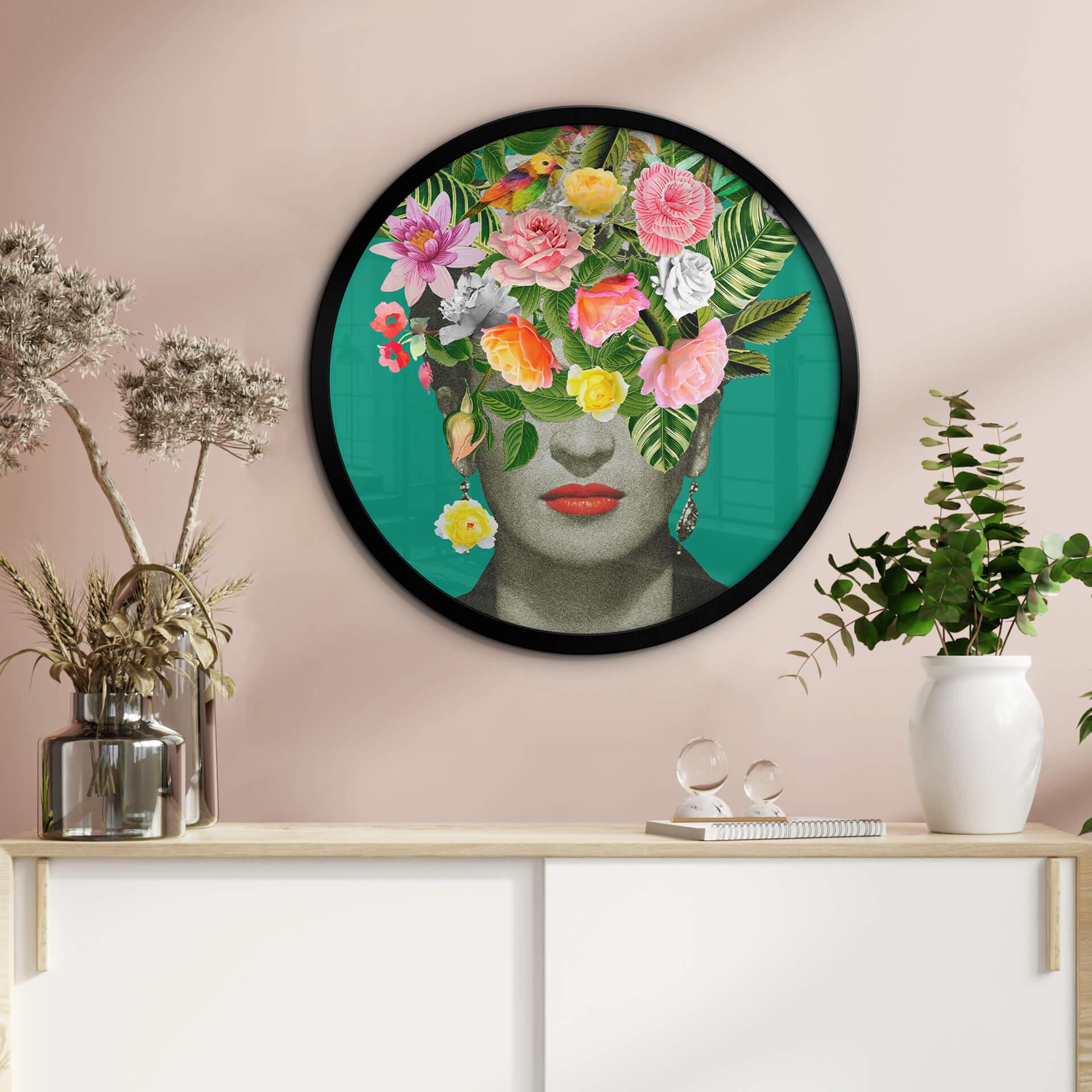 Plakat Frida Floral Studio - Portret Fridy - Okrągły