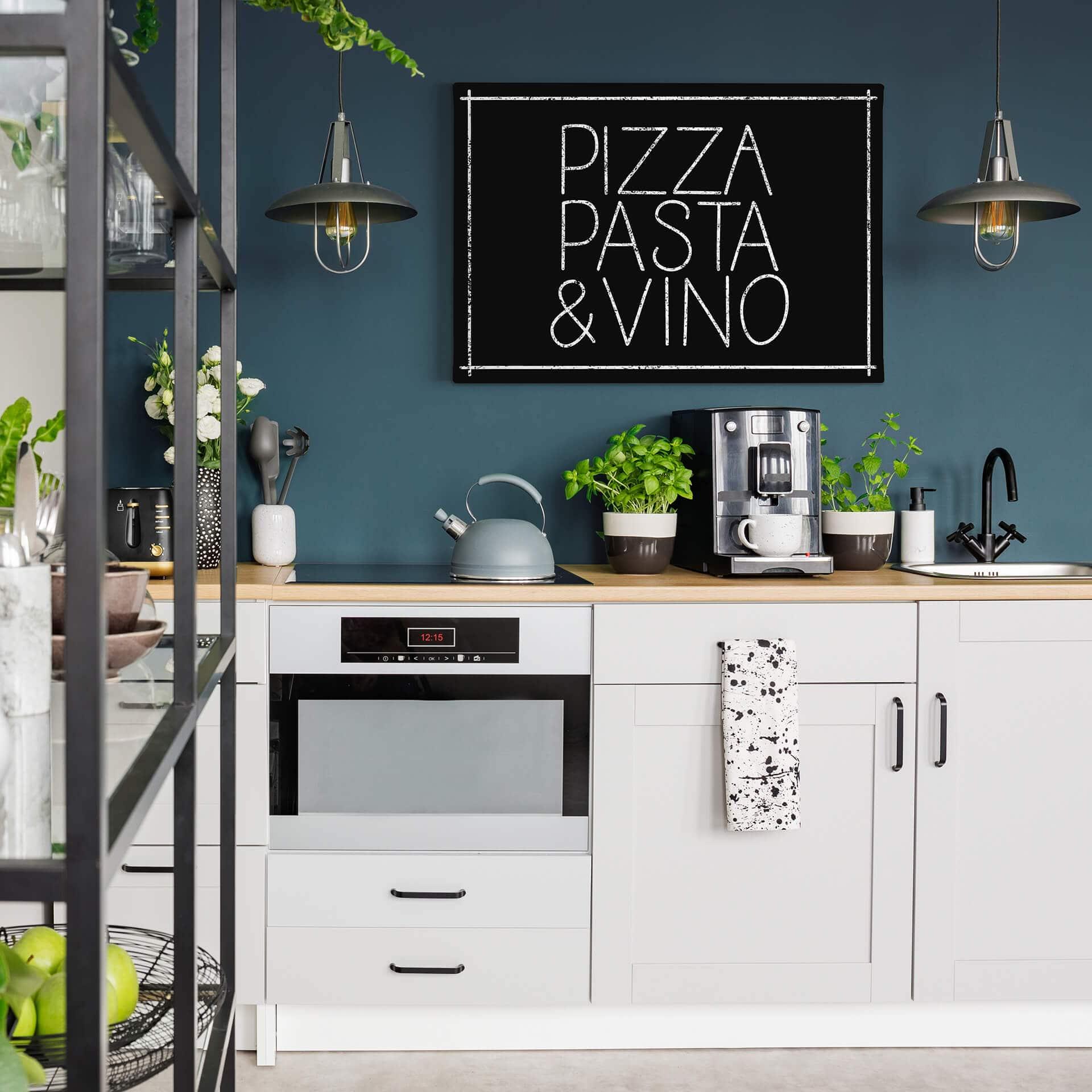 Obraz na płótnie Pizza Pasta & Vino czarny