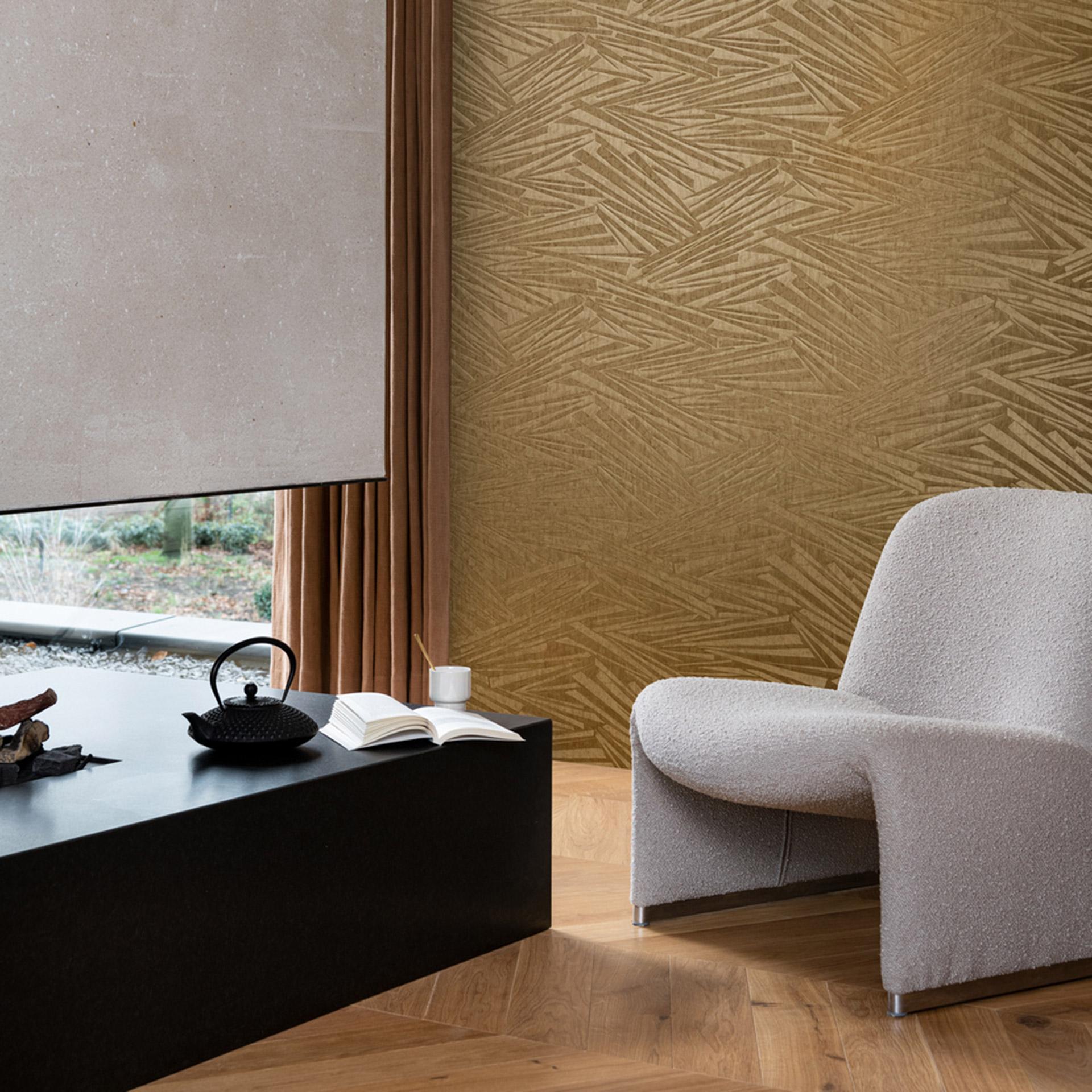 stribet tapet, non-woven tapet Sky Lounge guld metallic