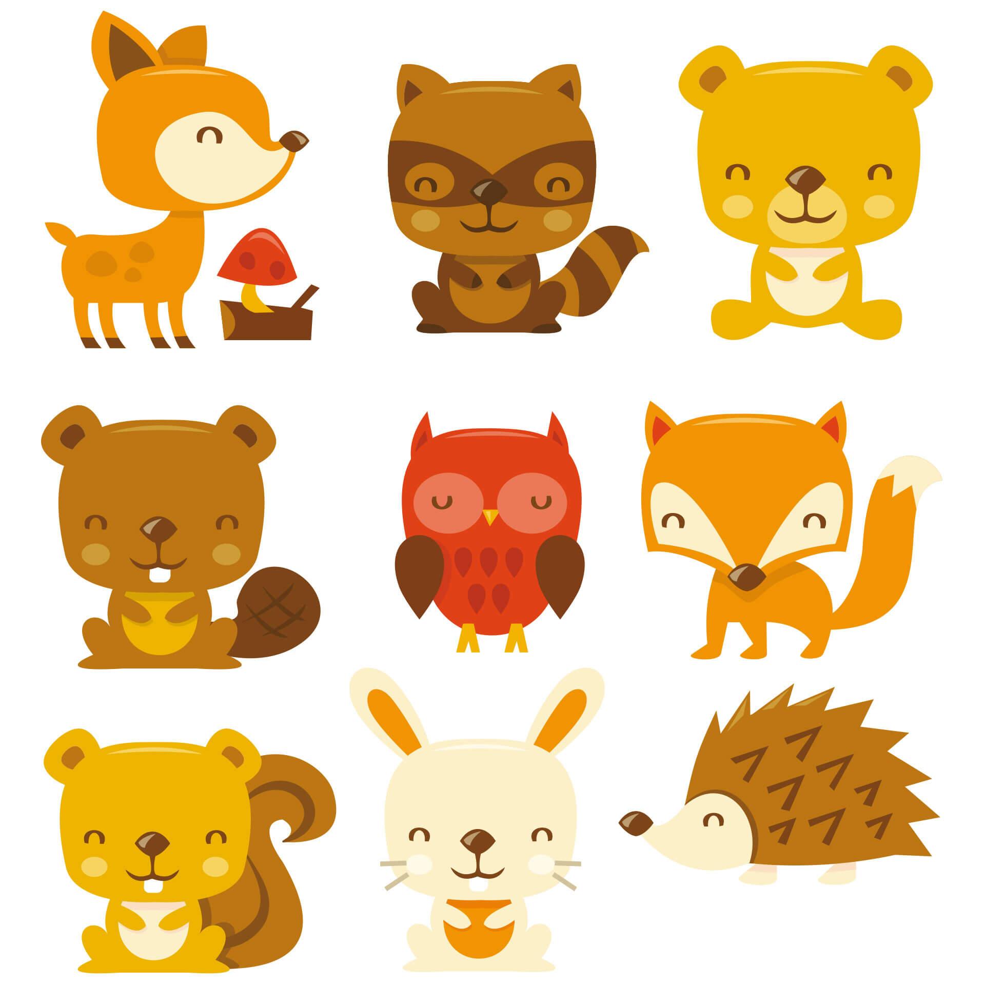 Muurstickers Bosdiertjes (Set)