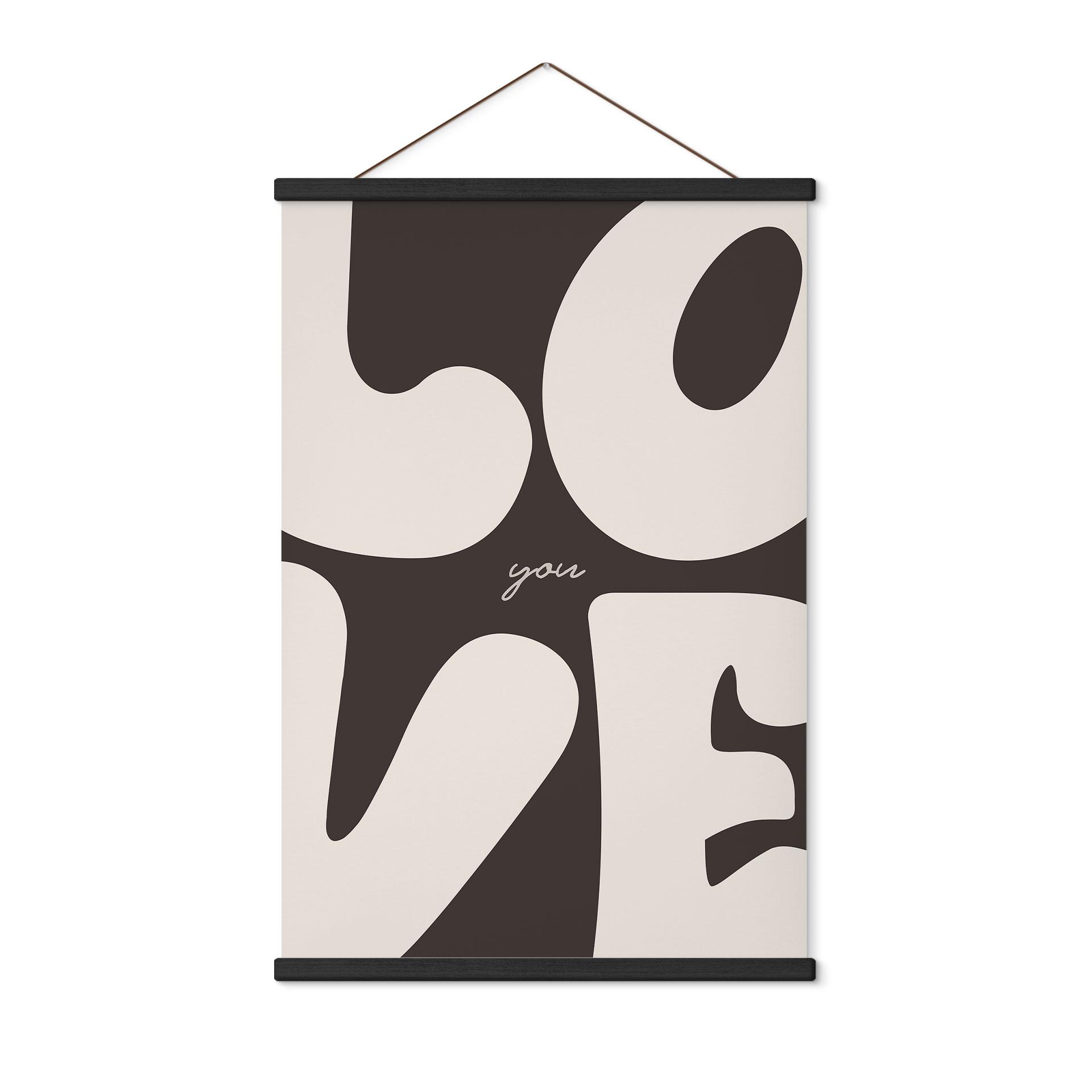 Tekstil plakat med typografi - Love you Retro Letters