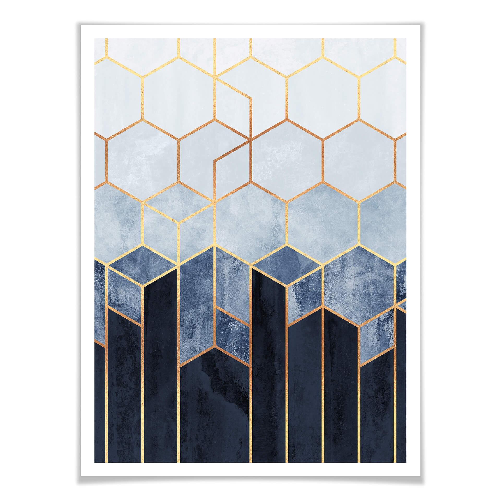 Frederiksson Plakat - Blue & White Hexagons