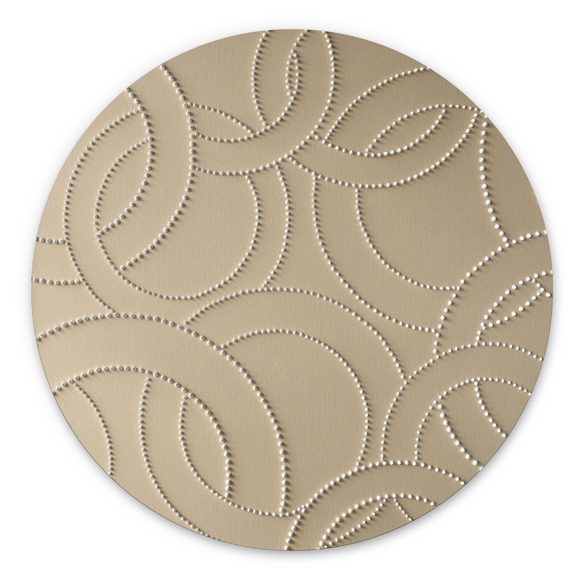 Billede Abstrakte ringe beige - Grande - rund – print på aluminium (Alu-Dibond)