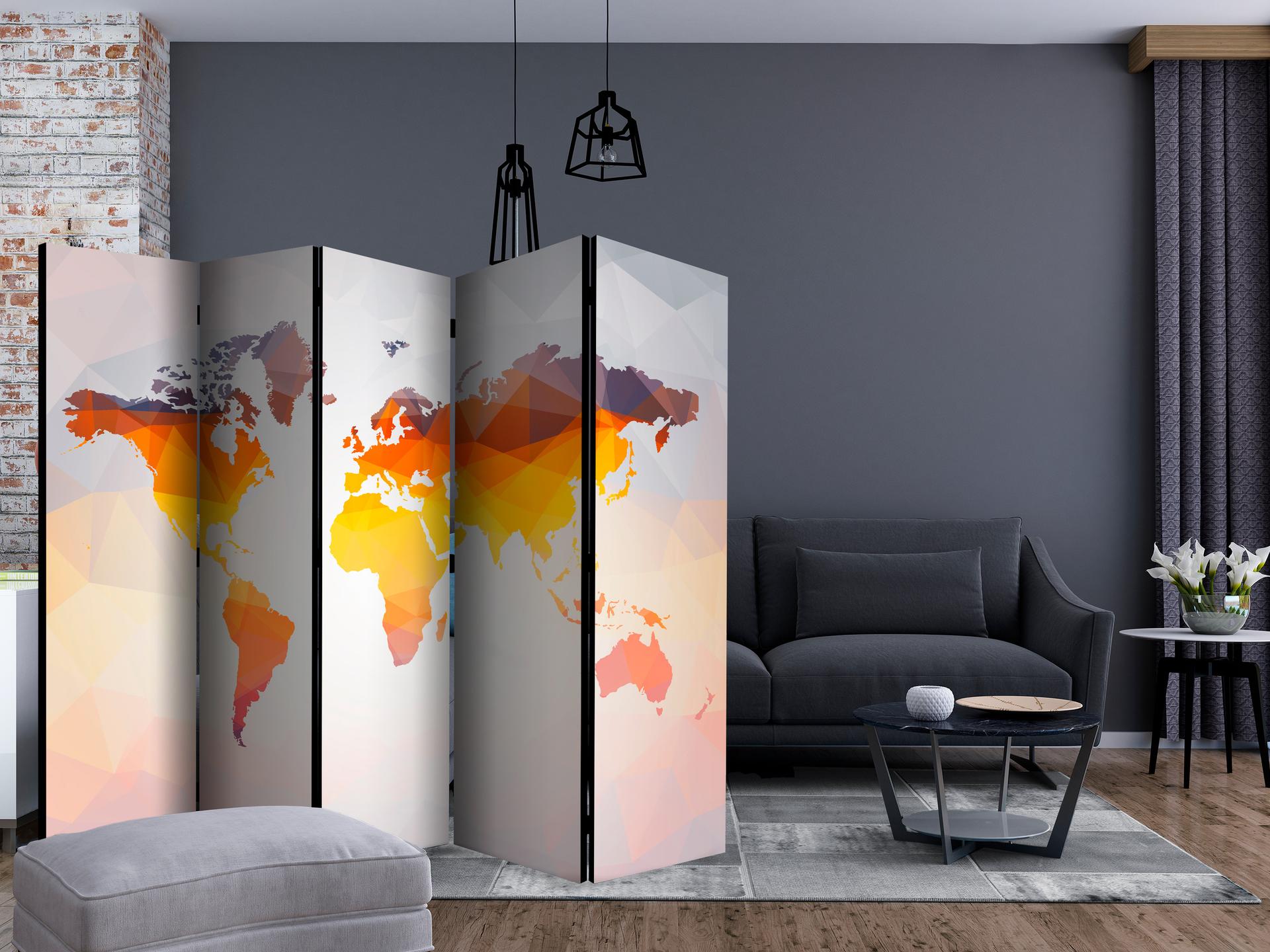 Divisorio - Mappamondo - Continenti coperti di ruggine , 5 pezzi - 225x172 cm