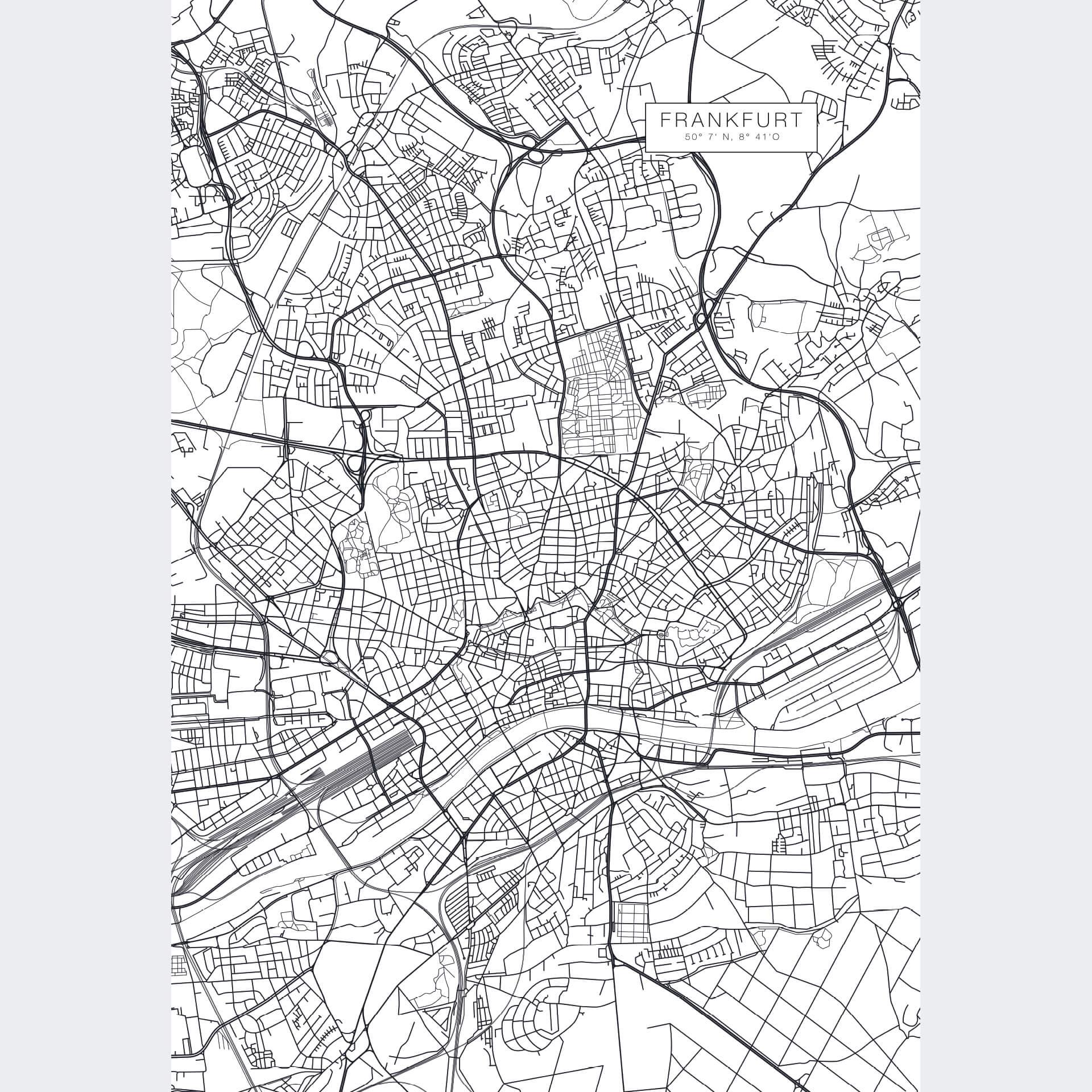 Fotobehang Kaart van Frankfurt