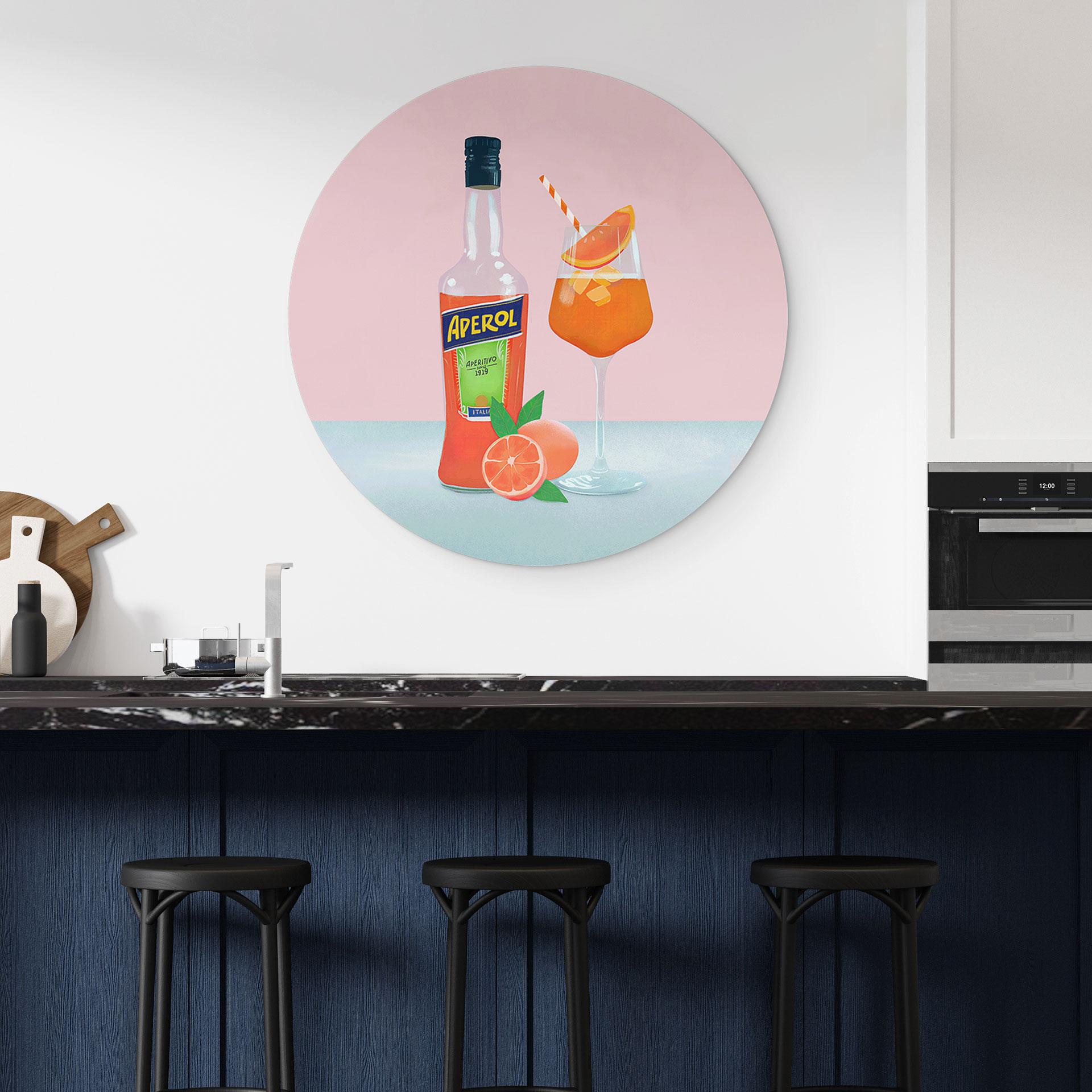 Vægcirkel Aperol - Lizde – print på aluminium (Alu-Dibond)
