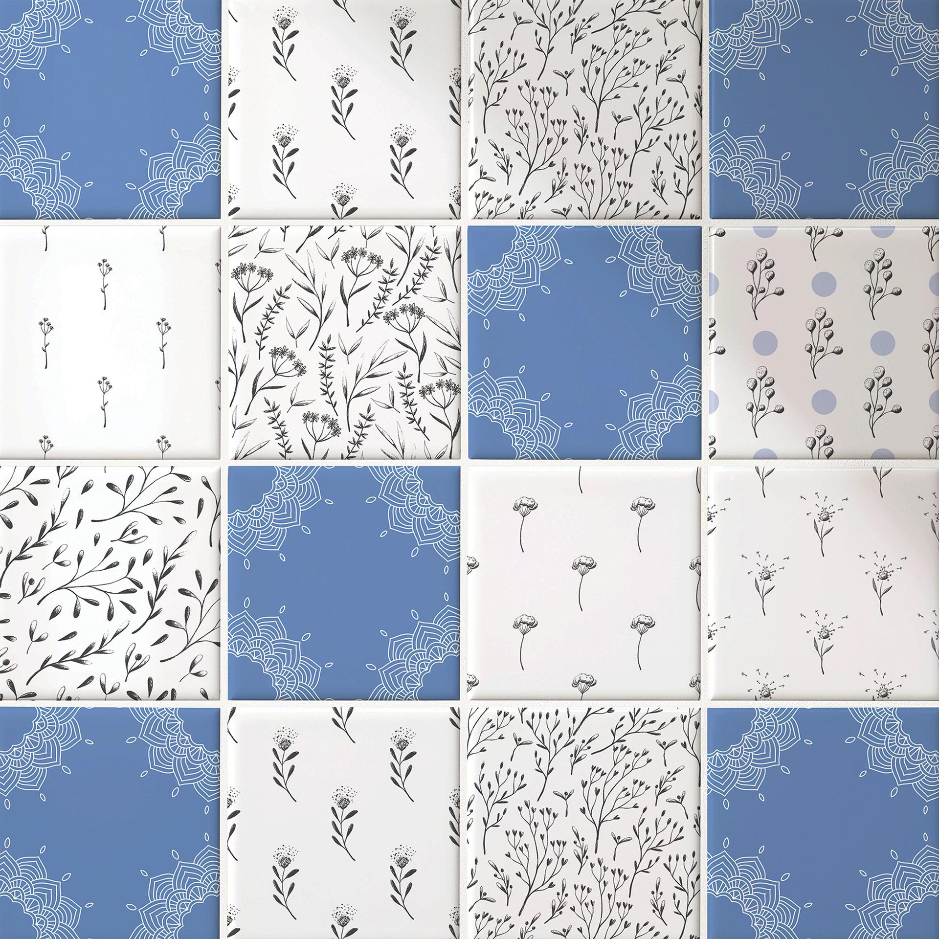 Azulejos Adhesivos Florales de todo tipo en estilo casa de campo - lote de 12