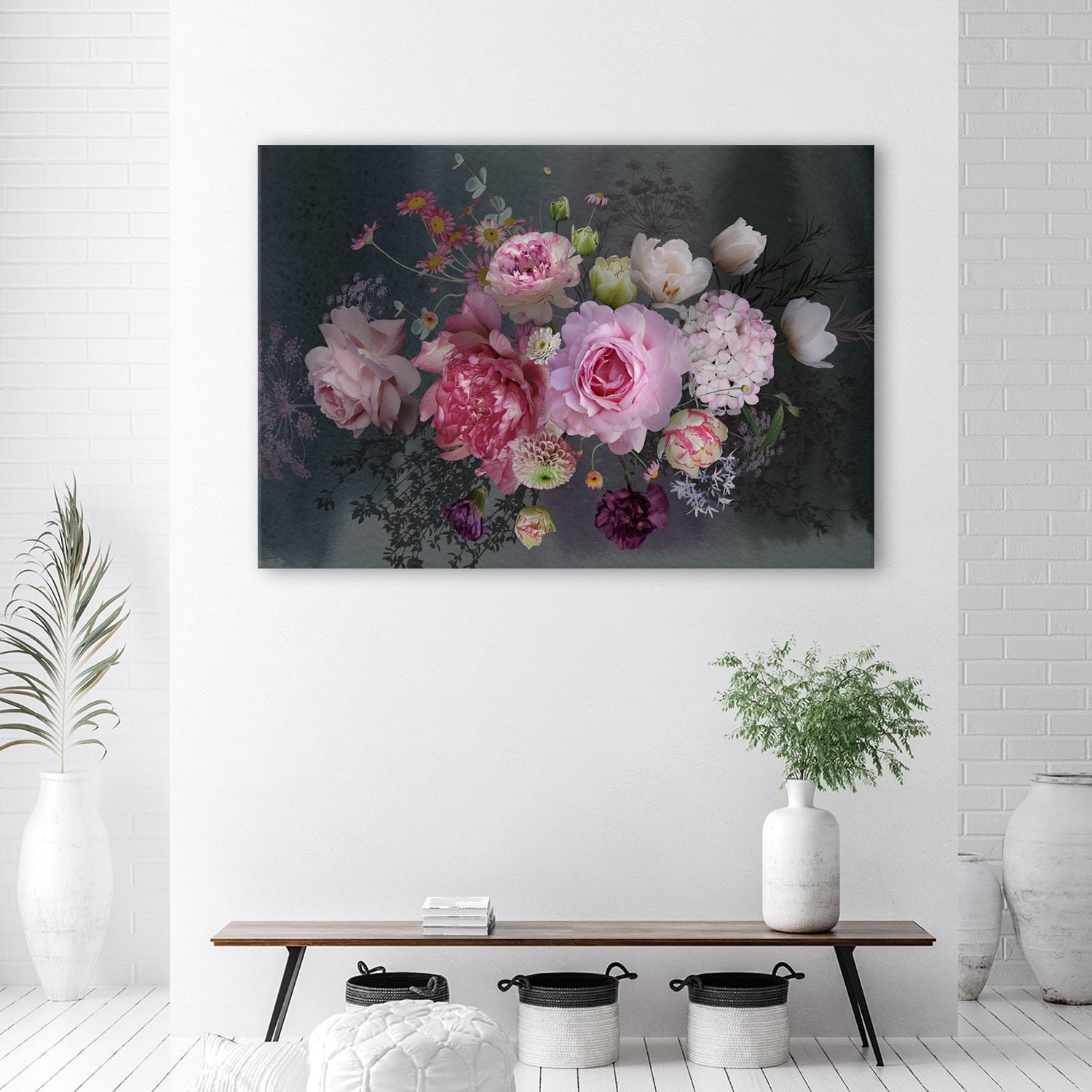 Canvasbillede, Vintage blomsterbuket