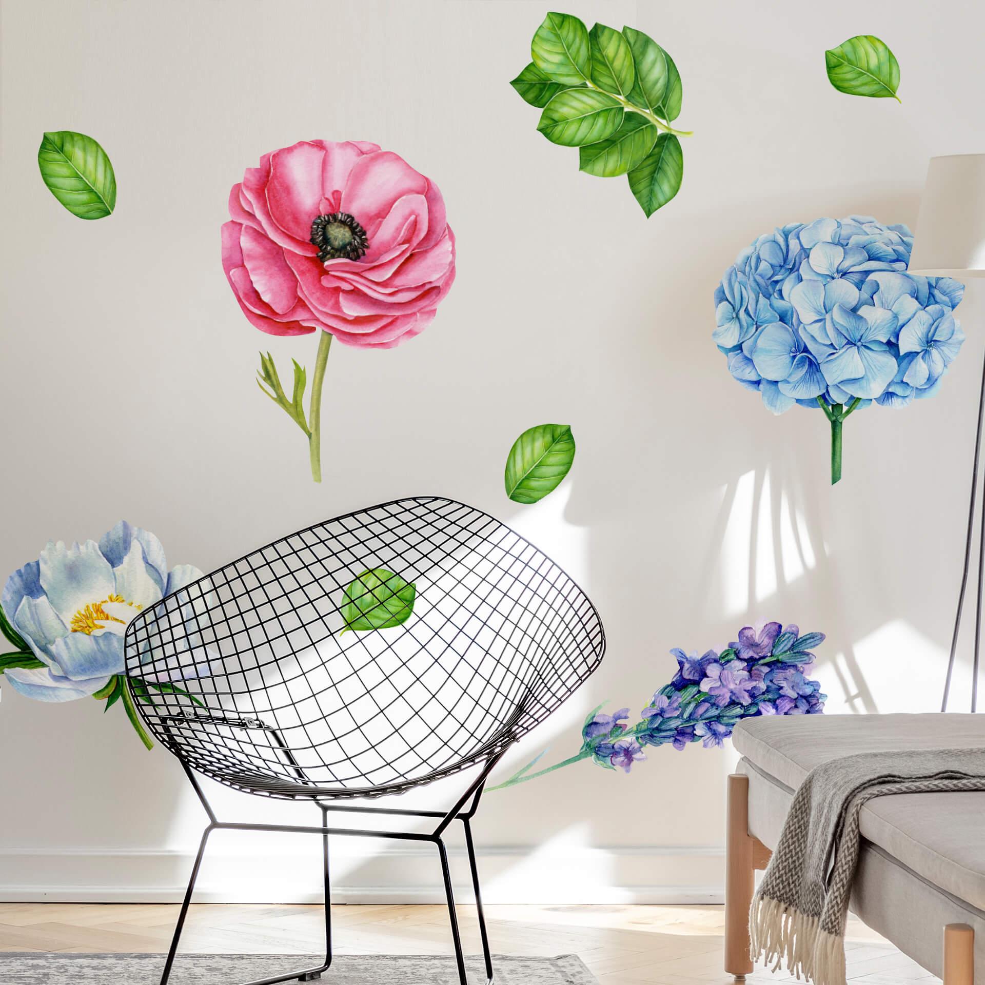 Muursticker Colorful Flowers - set