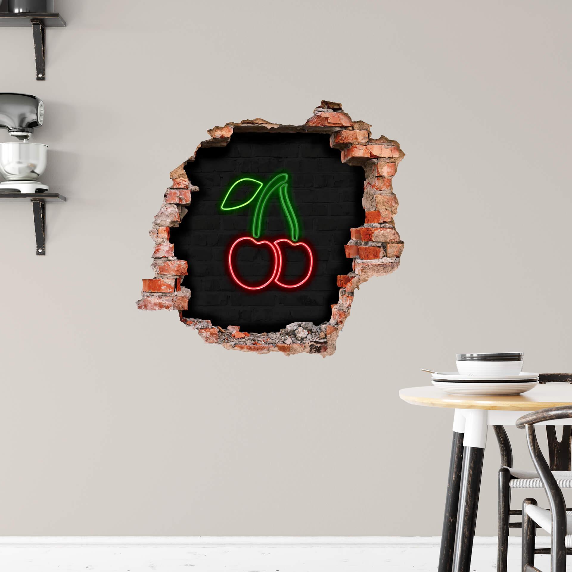 3D Wandtattoo Kirschen Neonlicht