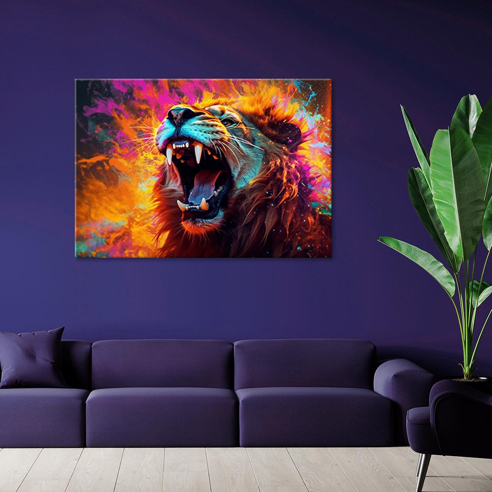 Lærredstryk Lion Roar Abstrakt