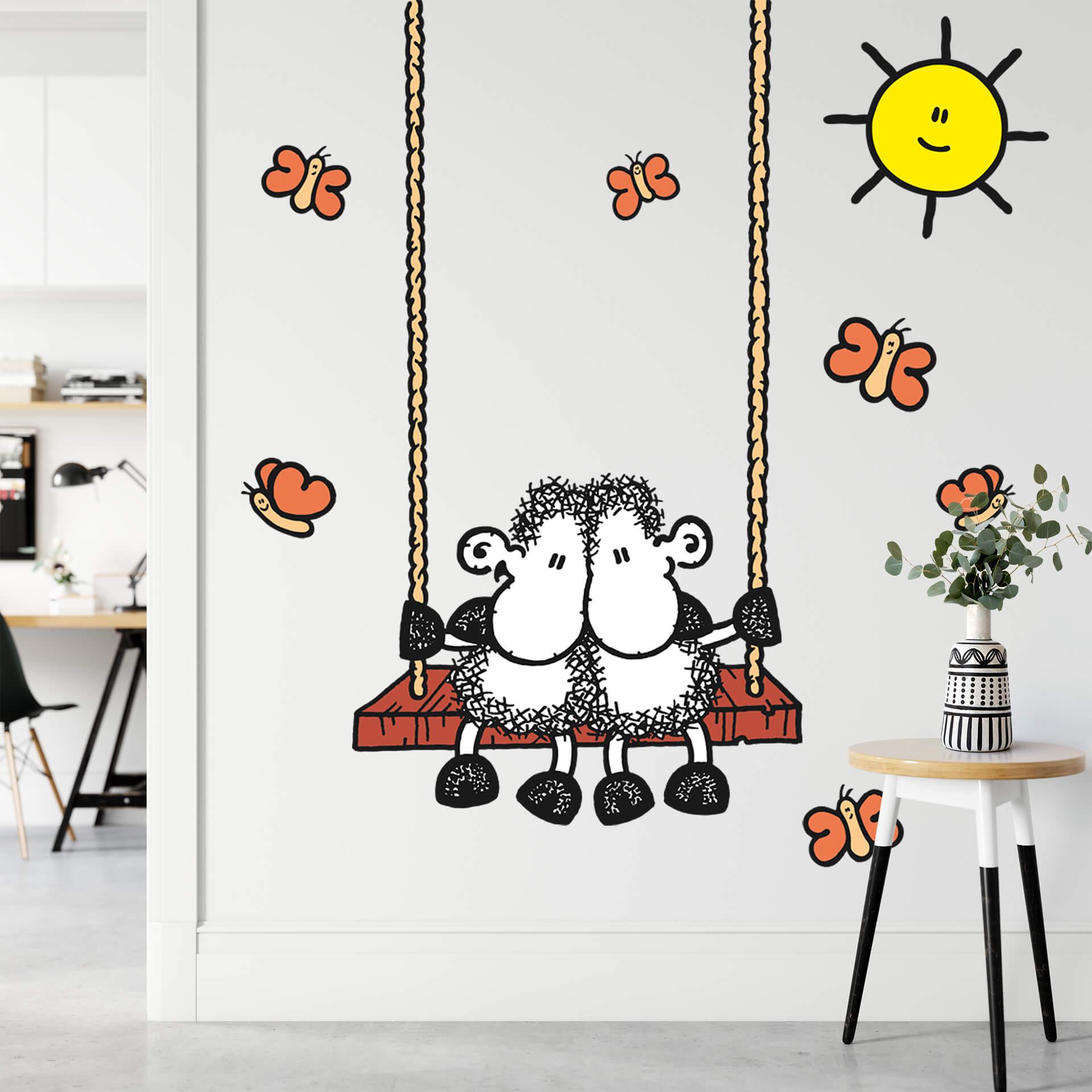 Muursticker Sheepworld Schommel