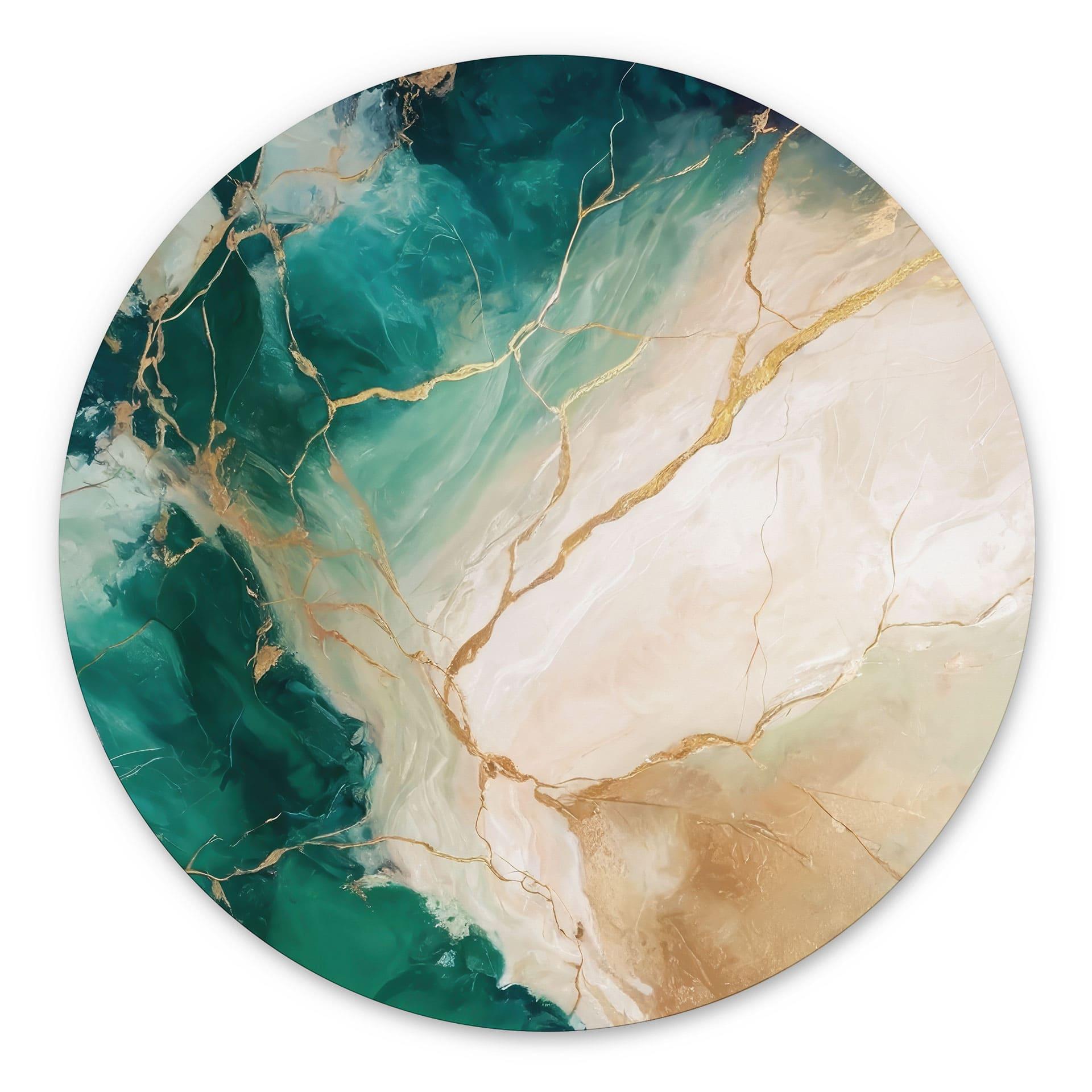 Billede Elegance of the Ocean - Golden Currents - Alpenglow Workshop - rund – print på aluminium