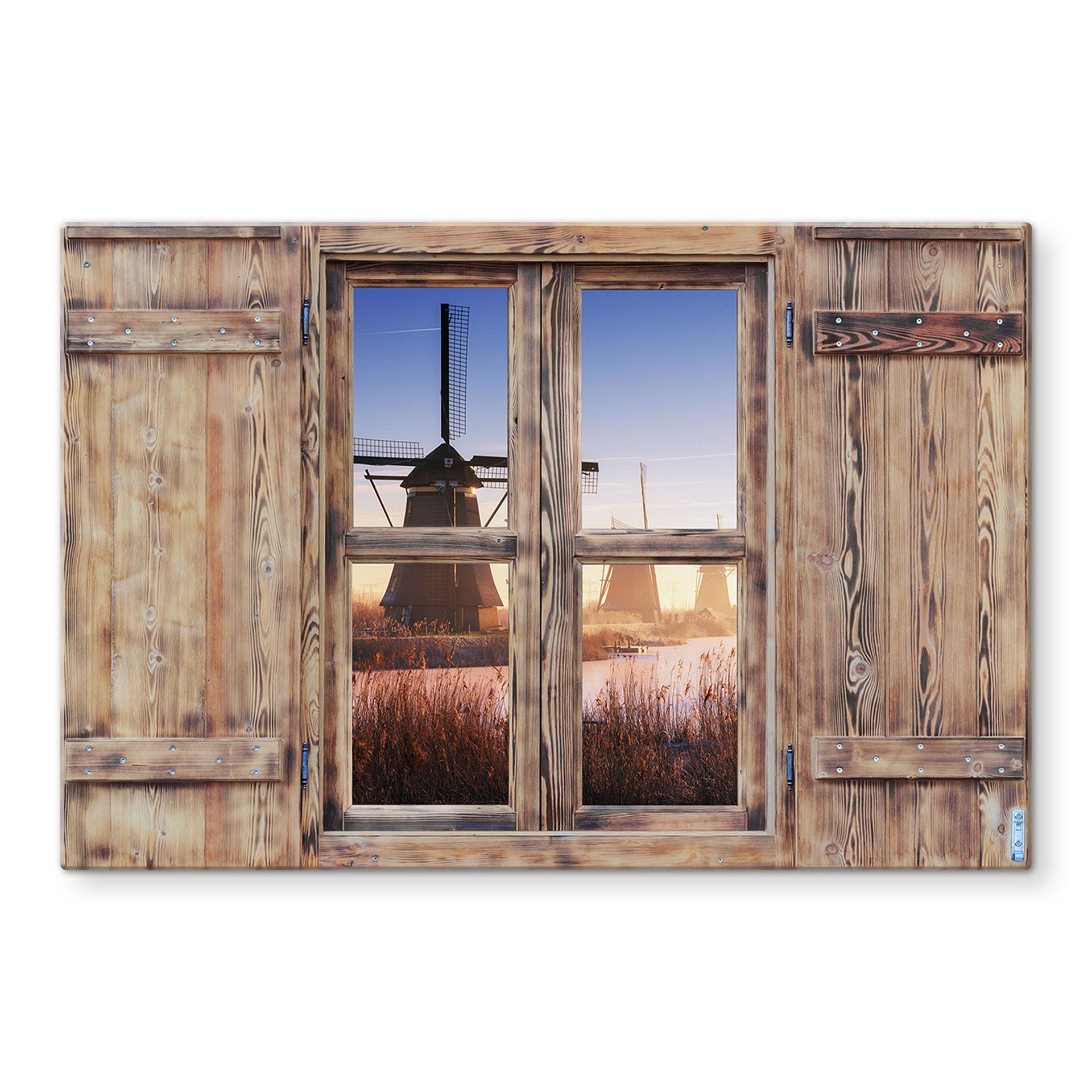 Stænkplade 3d Trævindue - Pablo - Kinderdijk 4