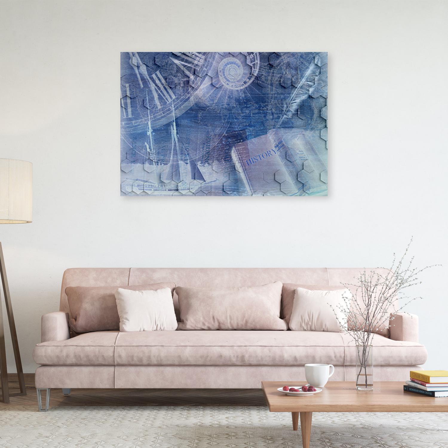 Canvasbillede, abstrakt blå 3D