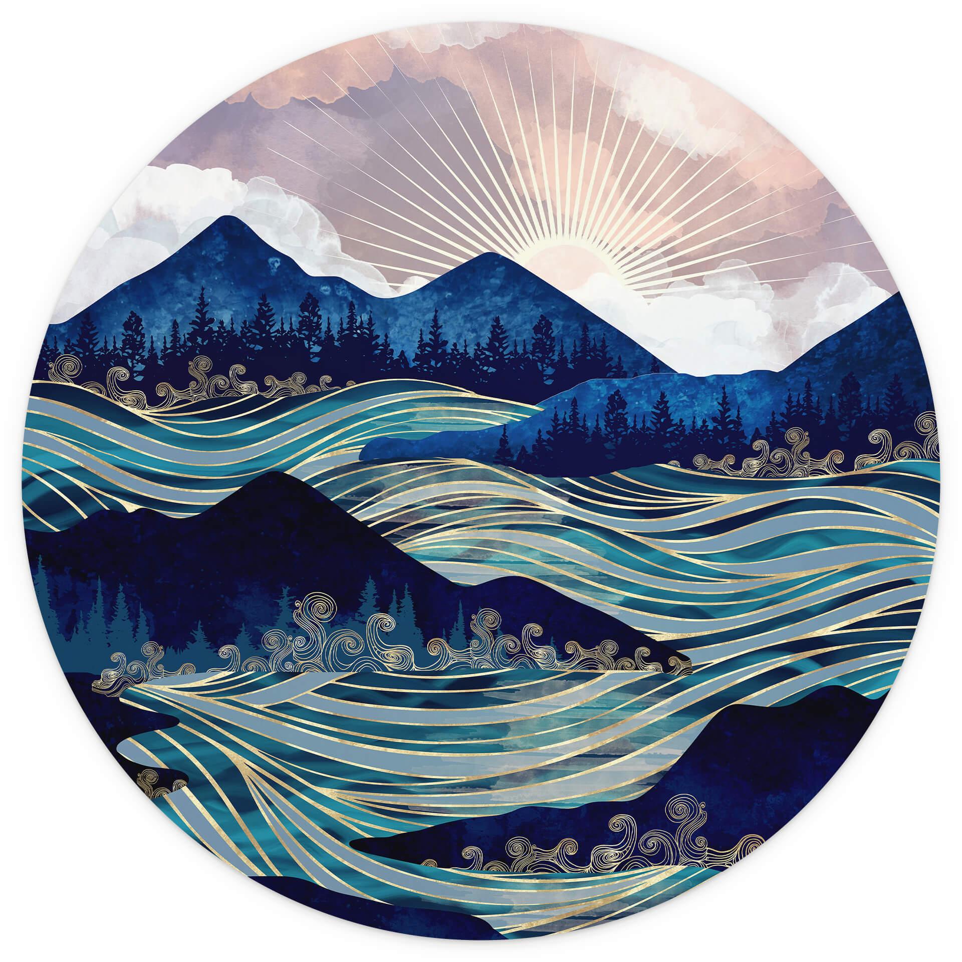 Behangcirkel SpaceFrog Designs - Striped Lake - vliesbehang/zelfklevend vliesbehang
