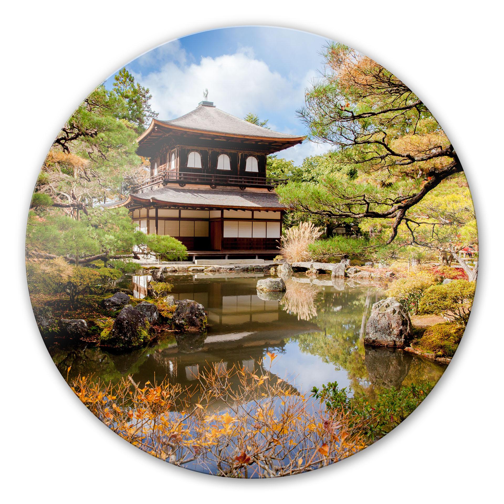 Tableau en verre - Temple Japonais 2 - rond