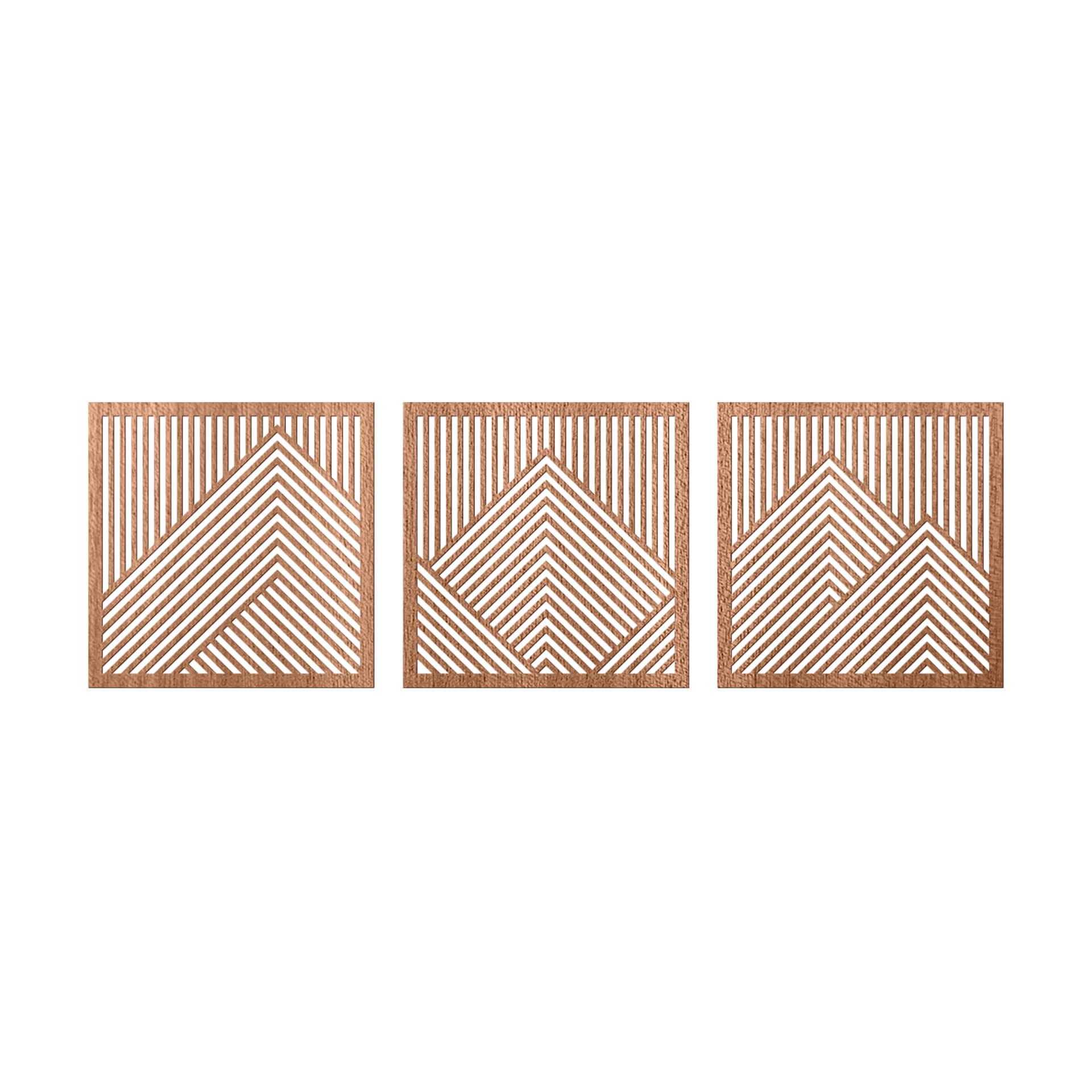 Houten Wanddecoratie Mahoniefineer Bergen (3-delig)