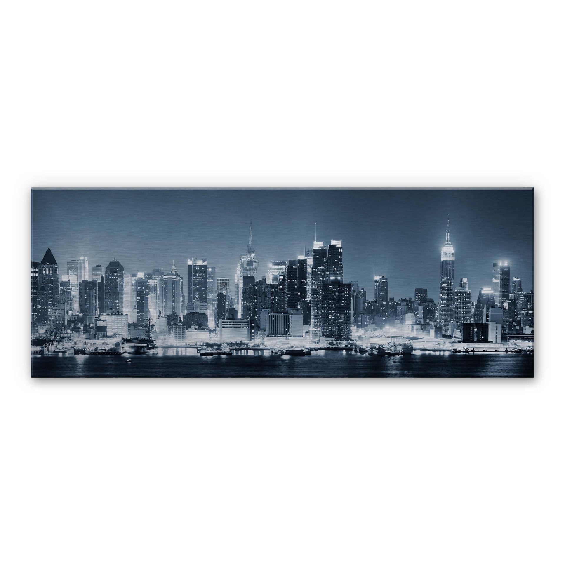 New York om natten 1 - Panorama – print på aluminium (Alu-Dibond)