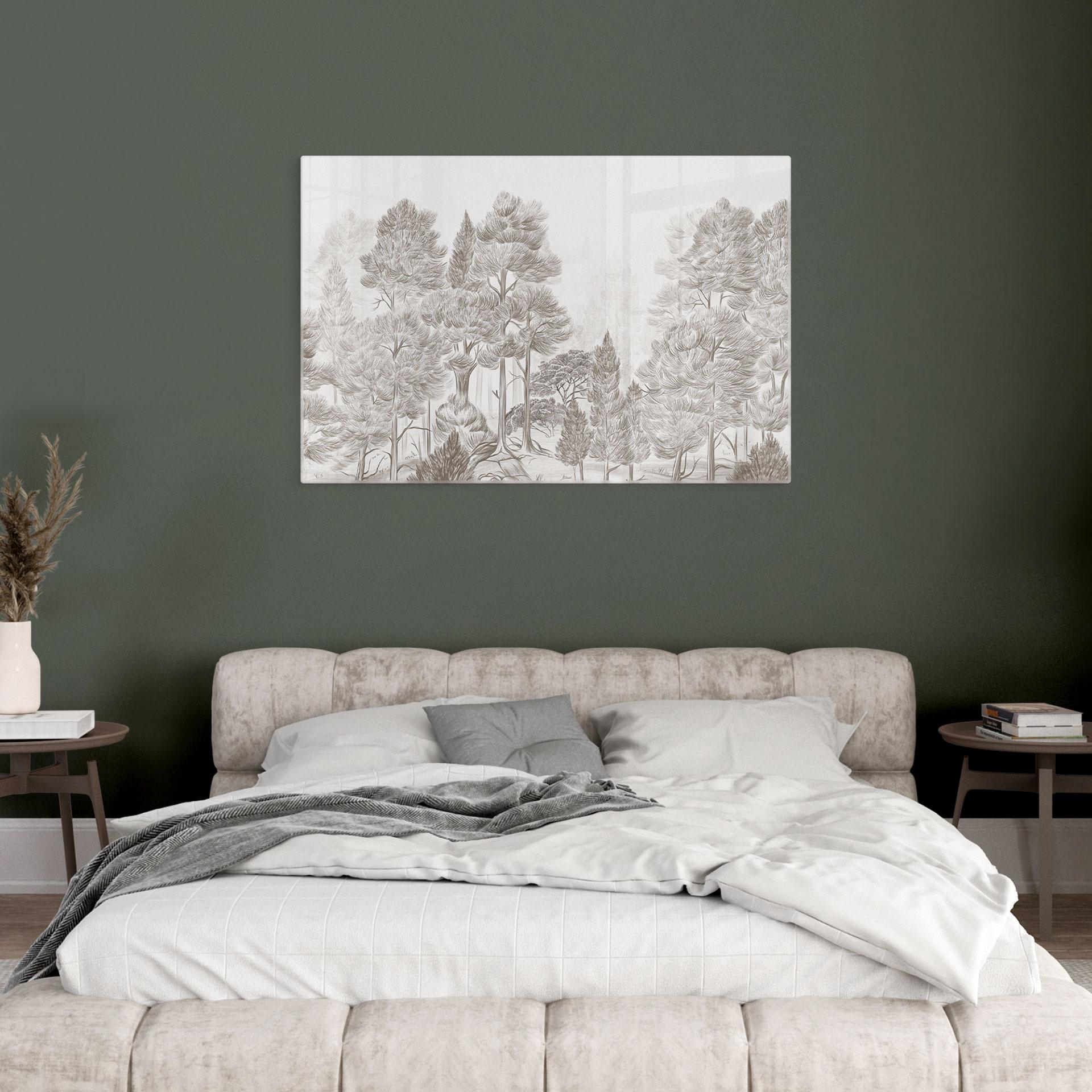 Glasbild Wald mit Waldlandschaft in Beige - Ms Tiff