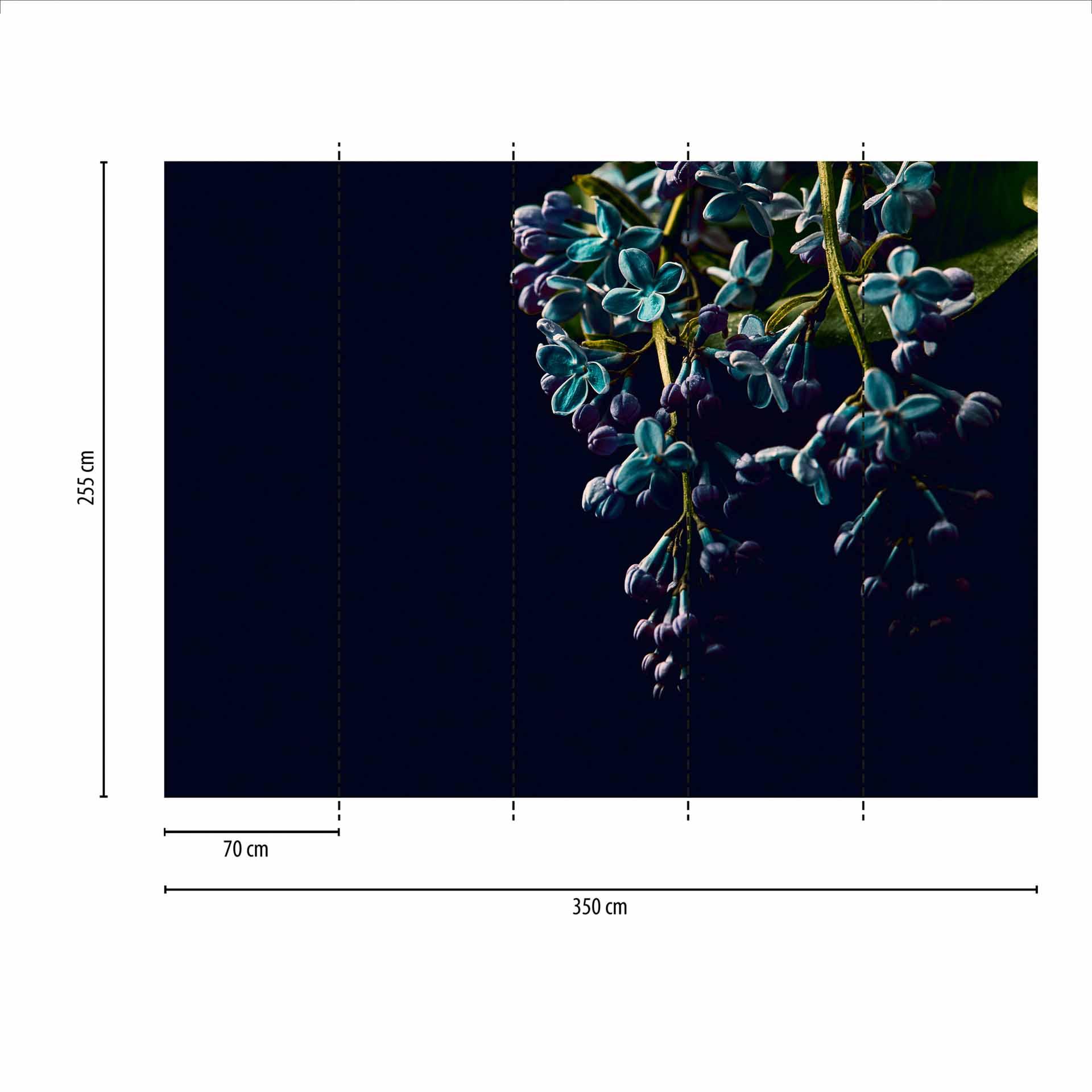 DarkFlowers2 bloemen behang zwart paars - vliesbehang Designwalls 2 - 2,55 x 3,5 m