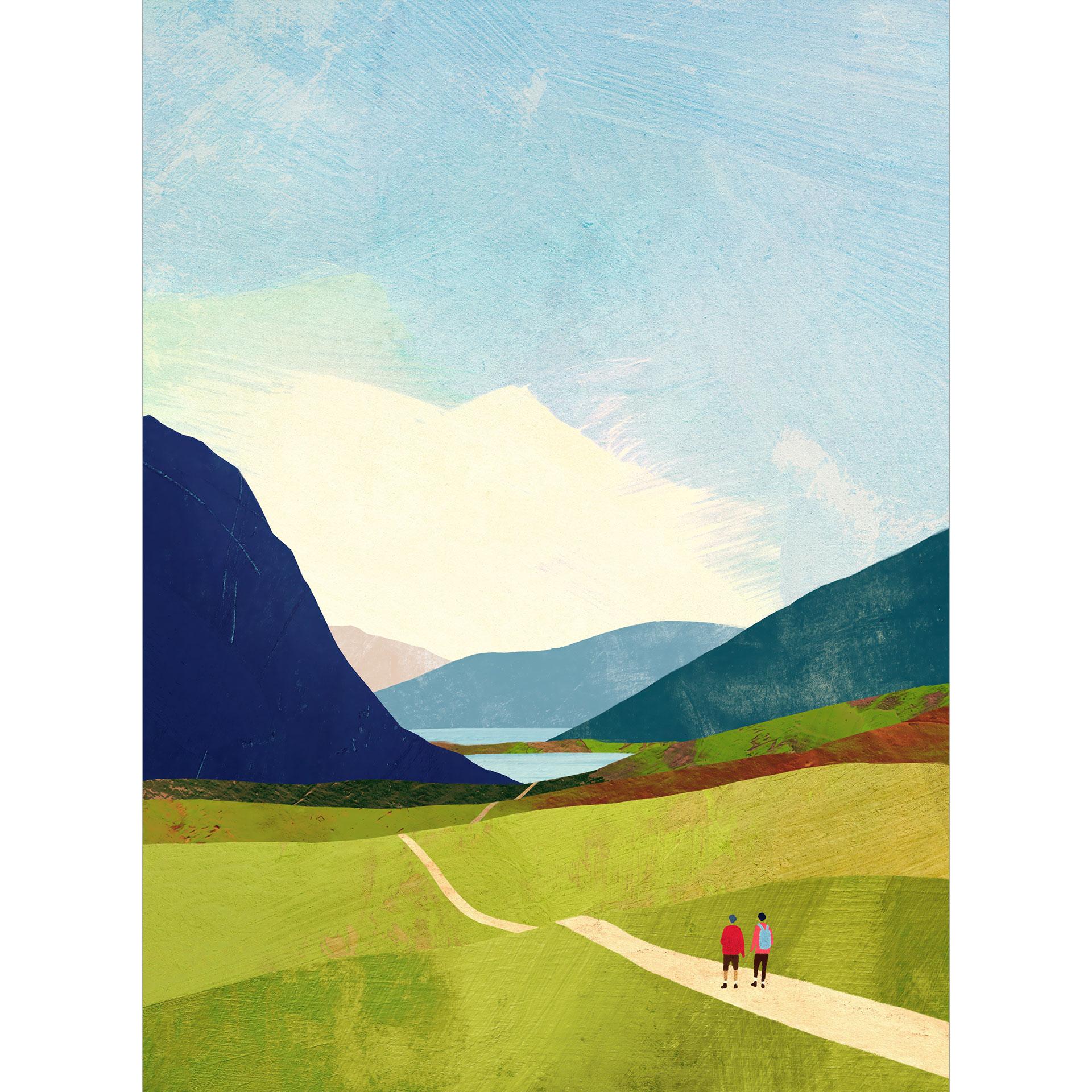 Fotobehang Zomerwandeling bij het bergmeer - Rivers