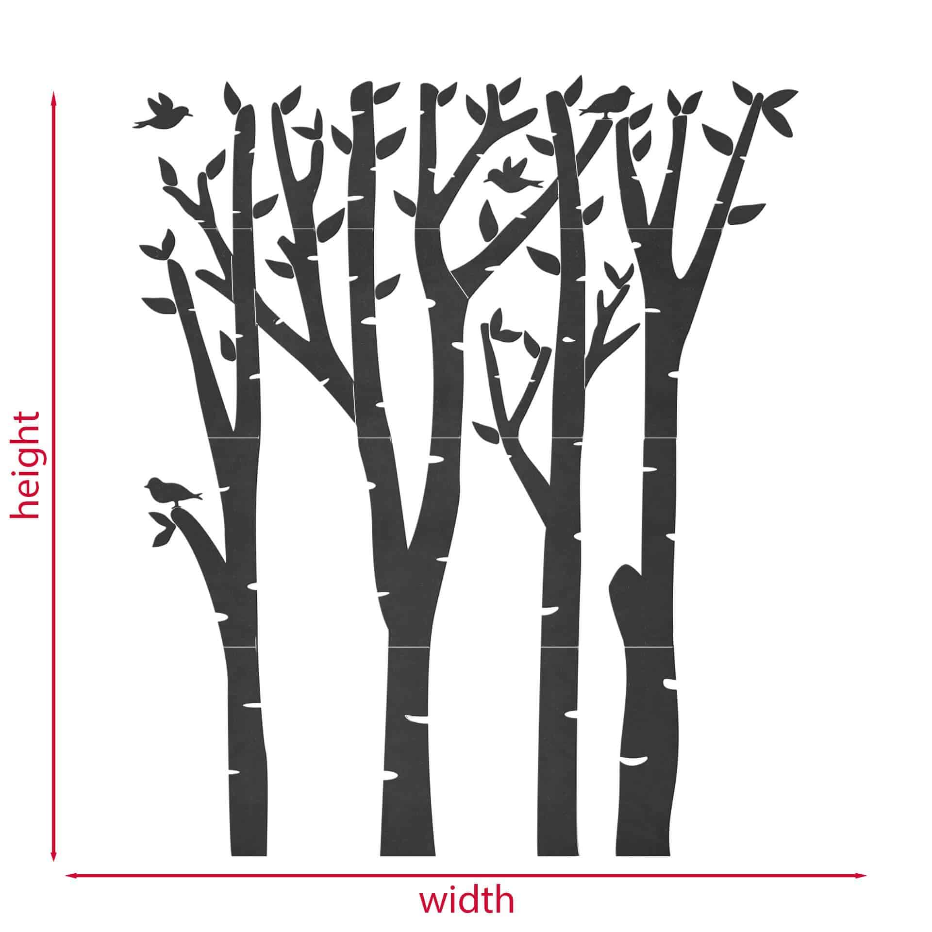 XXL panel mural de madera de abedul - bosque con pájaros - MDF