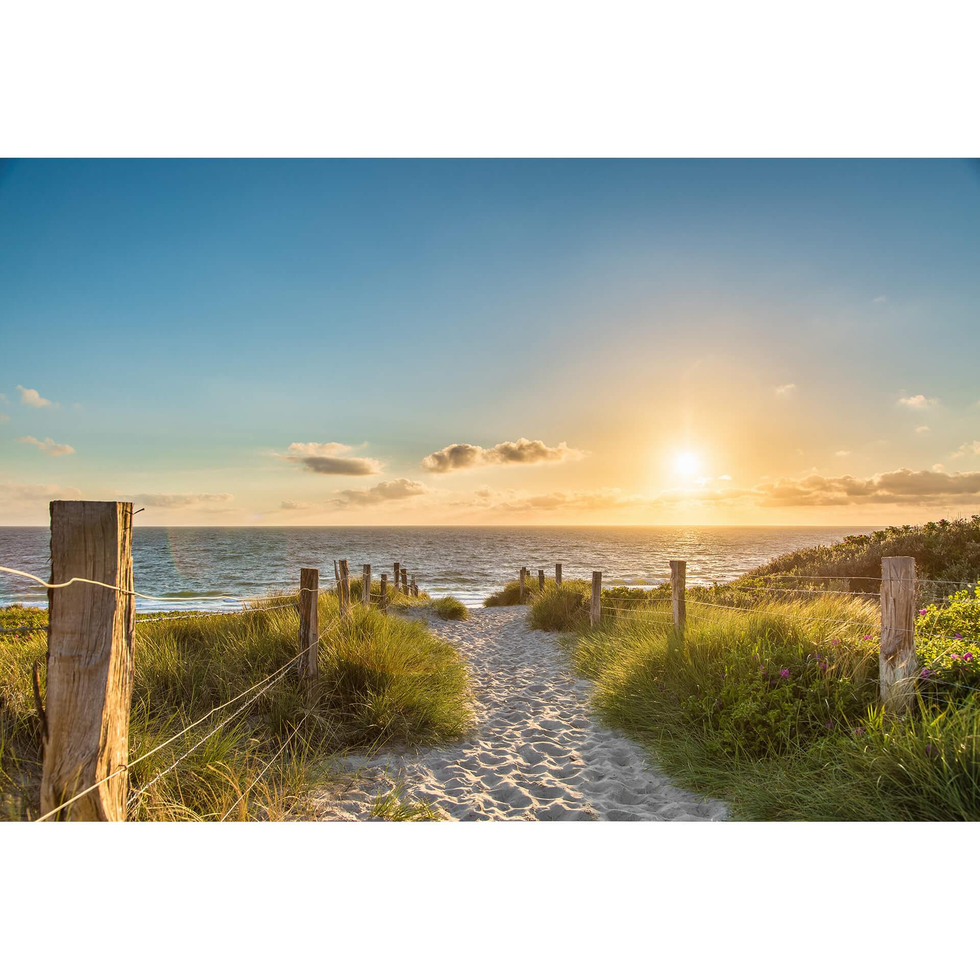 Fotobehang Zonsondergang bij het strand