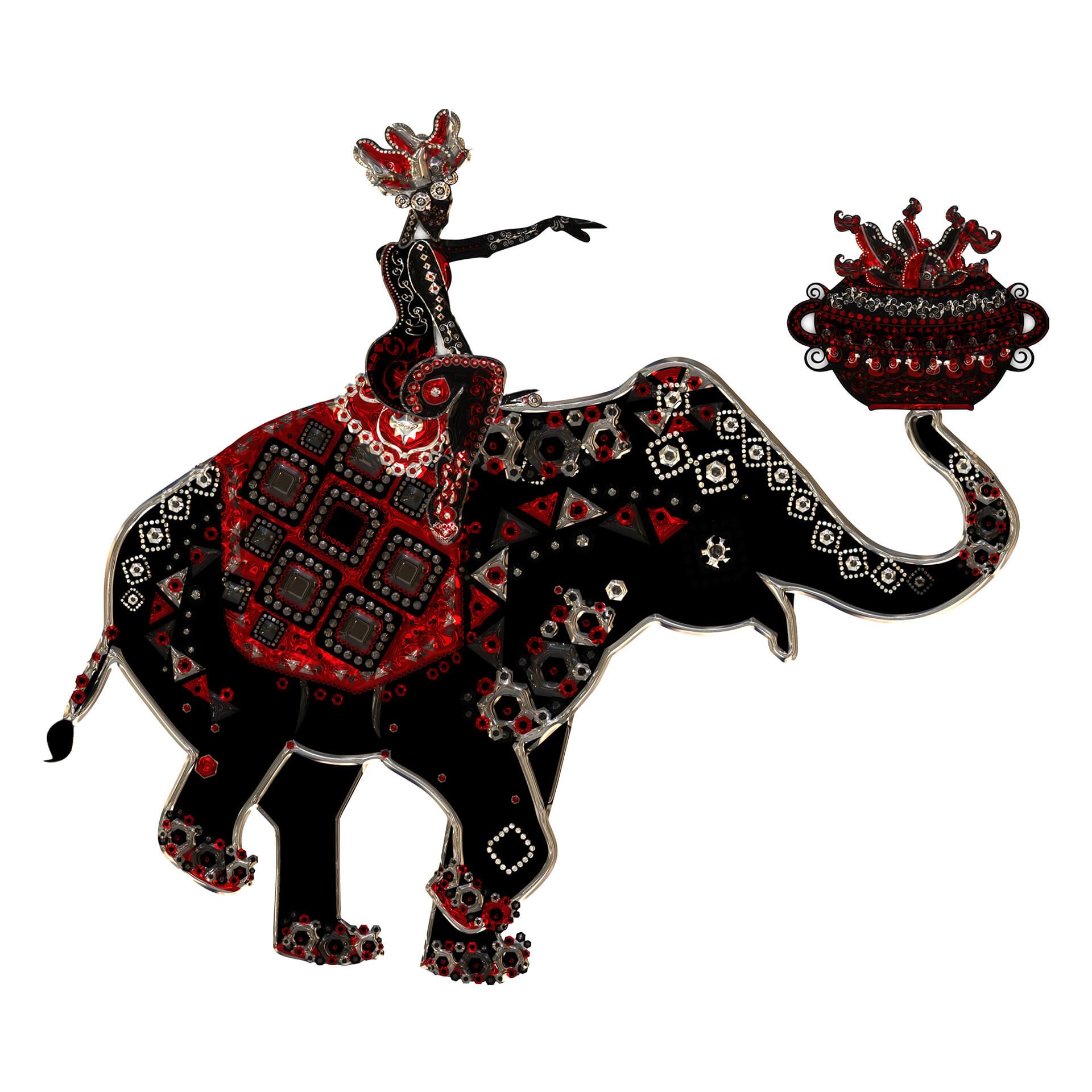 Wandtattoo Metallic Elephant Ride