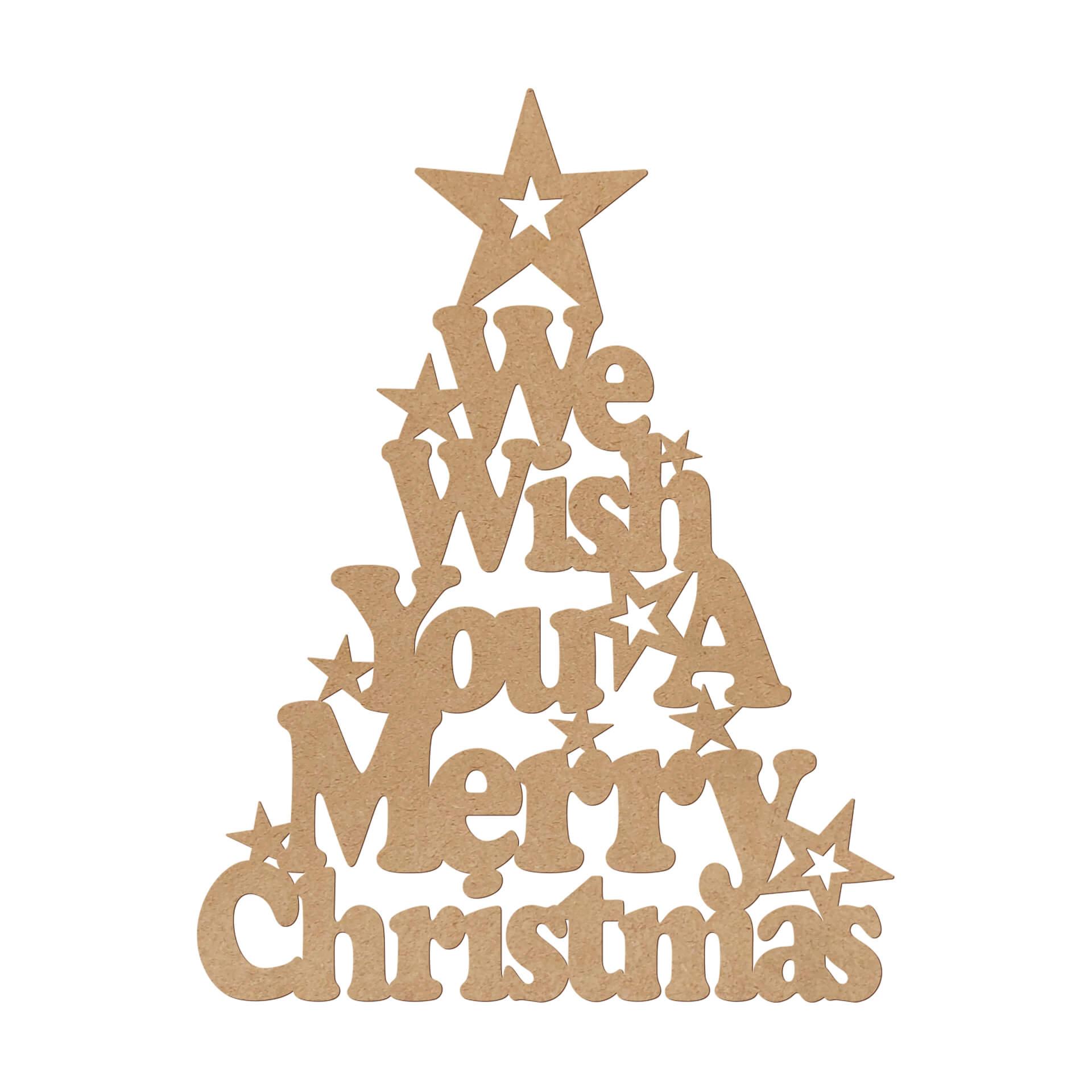 MDF Decoratie Naturel Kerst - We Wish You a Merry Christmas