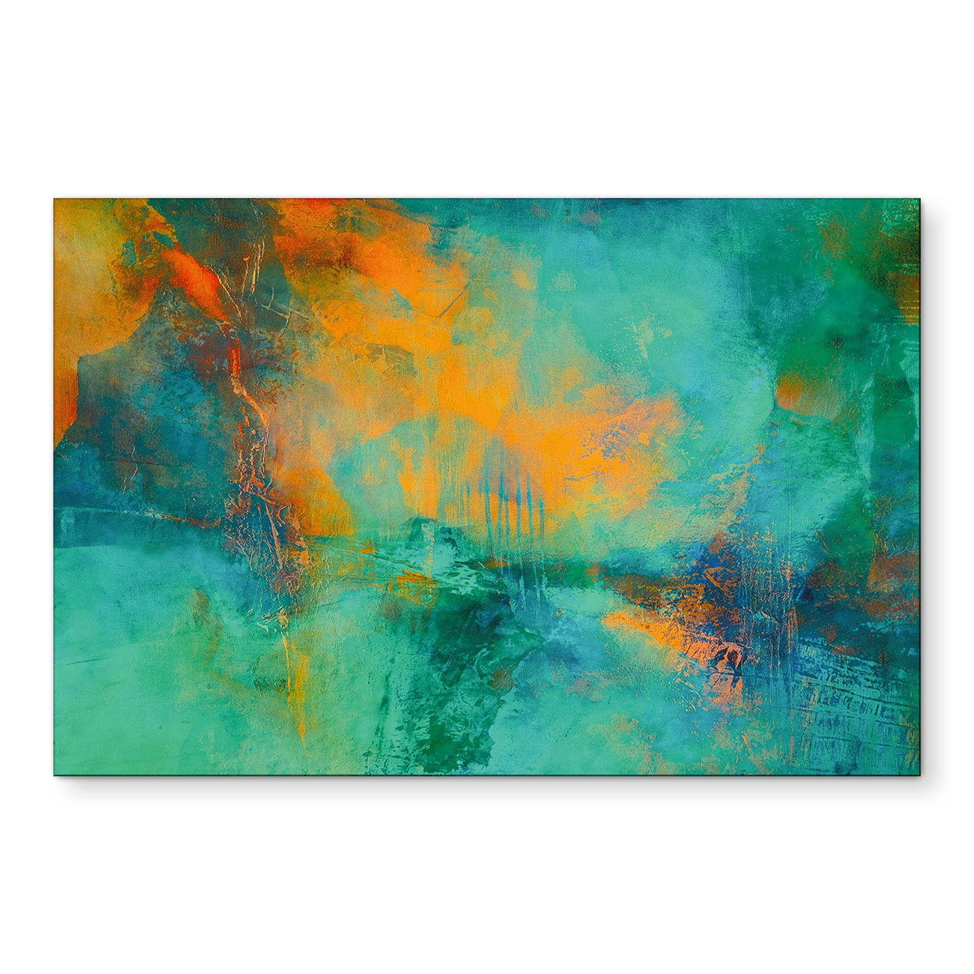 Billede turkis aurora borealis - Schmucker – print på aluminium (Alu-Dibond)