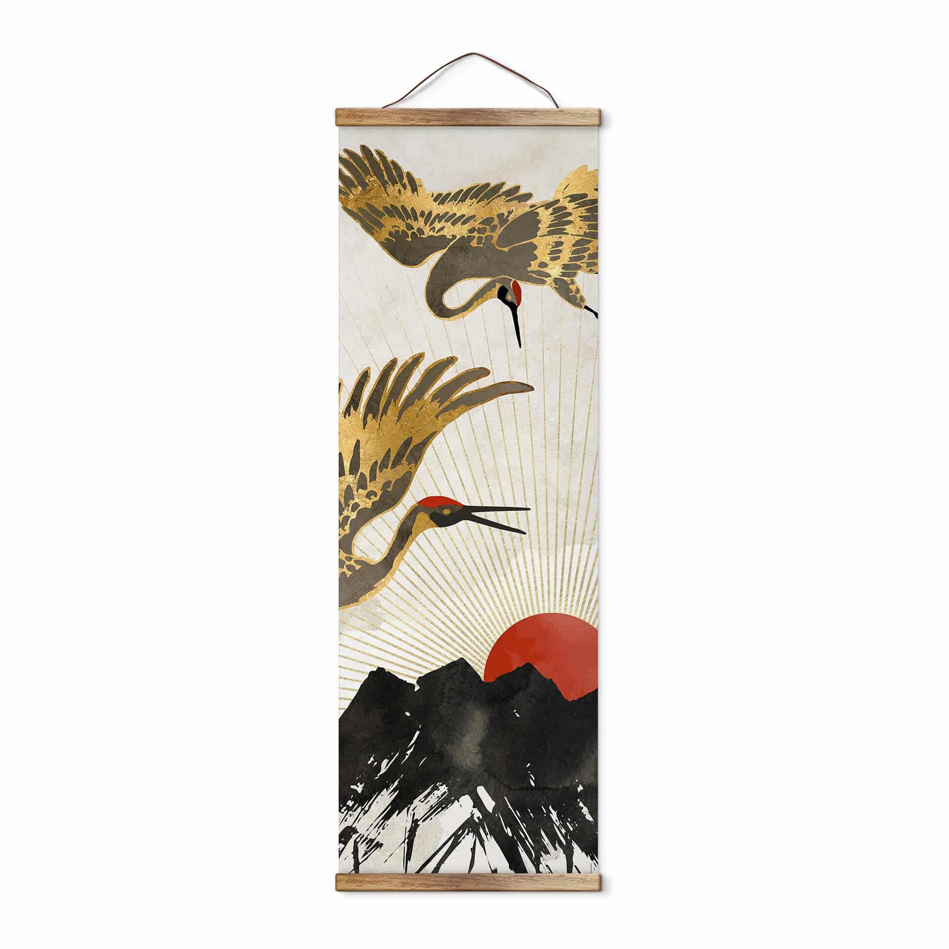 Tekstil plakat SpaceFrog Designs - Gyldne traner - Panorama