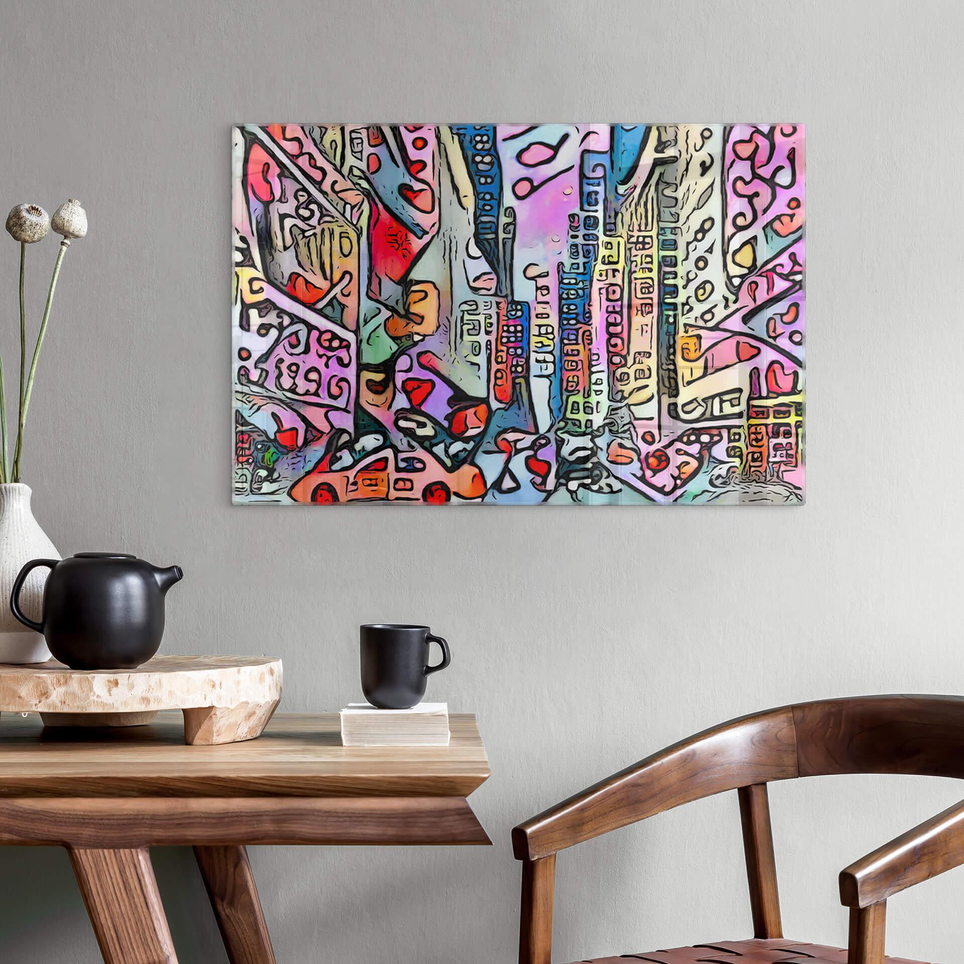 Glasschilderij Zamart - New York in Rizzi Stijl