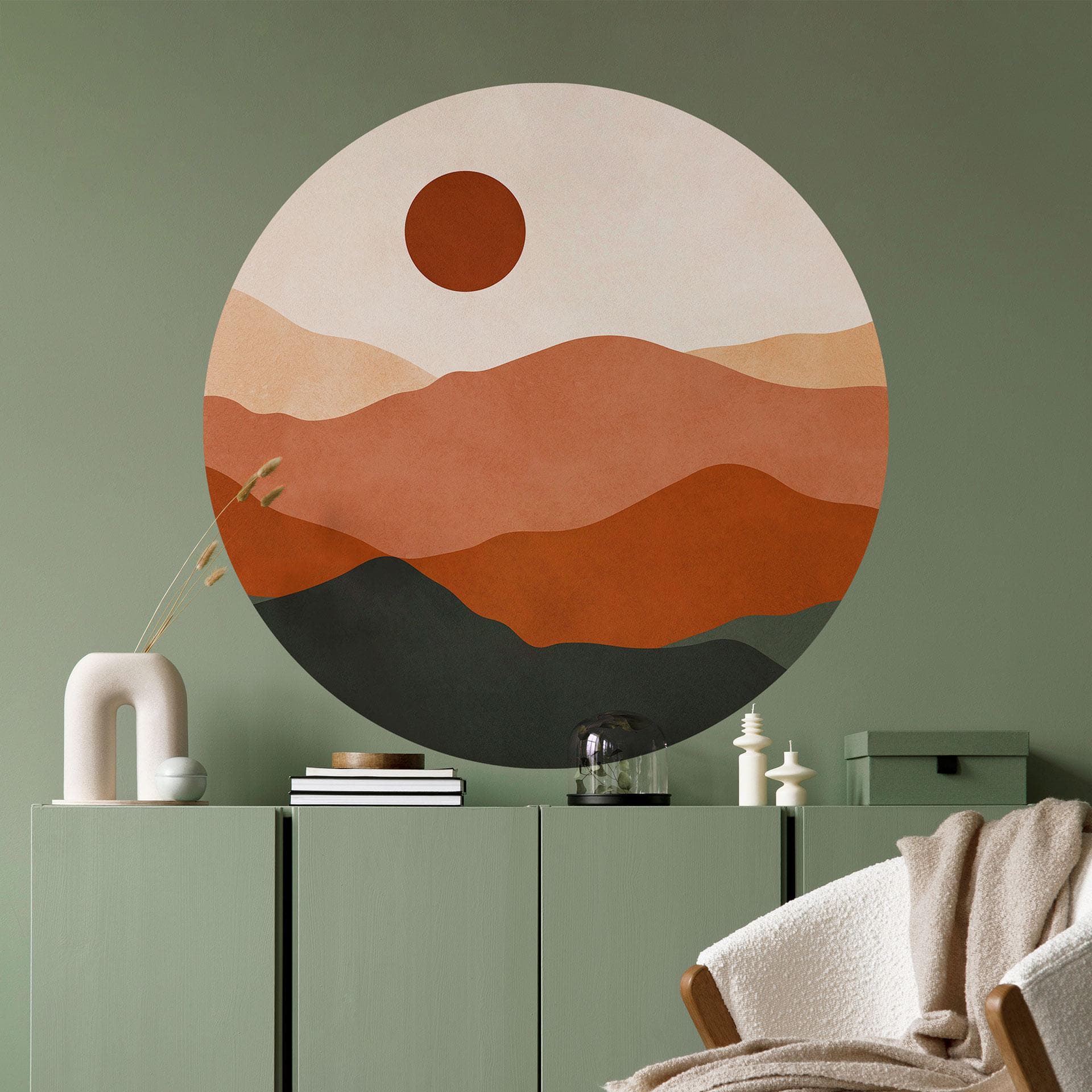 Wallsticker Blide bakker i aftensolen - Costa - Rund
