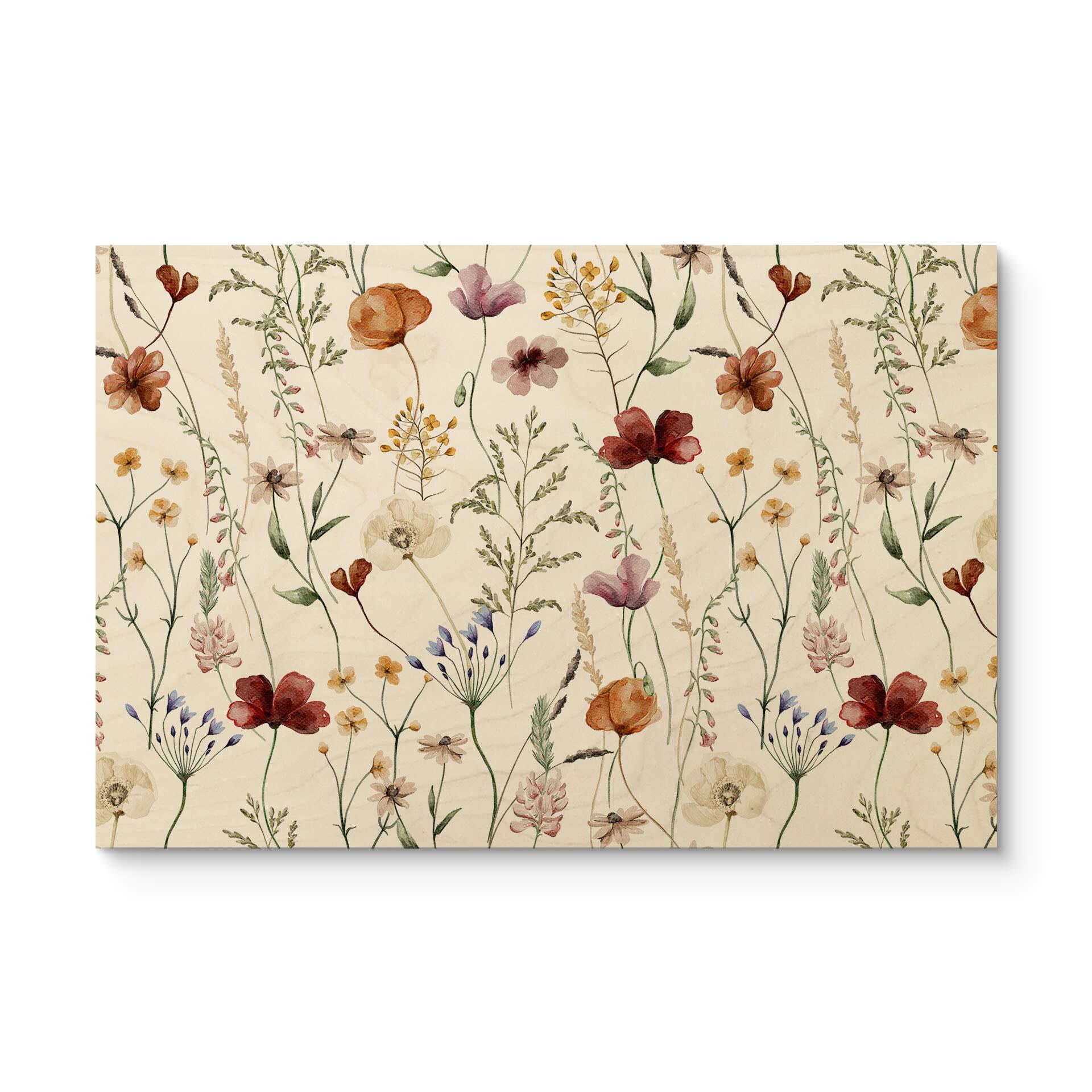 Træplakat Farverige vilde blomster - UN Designs