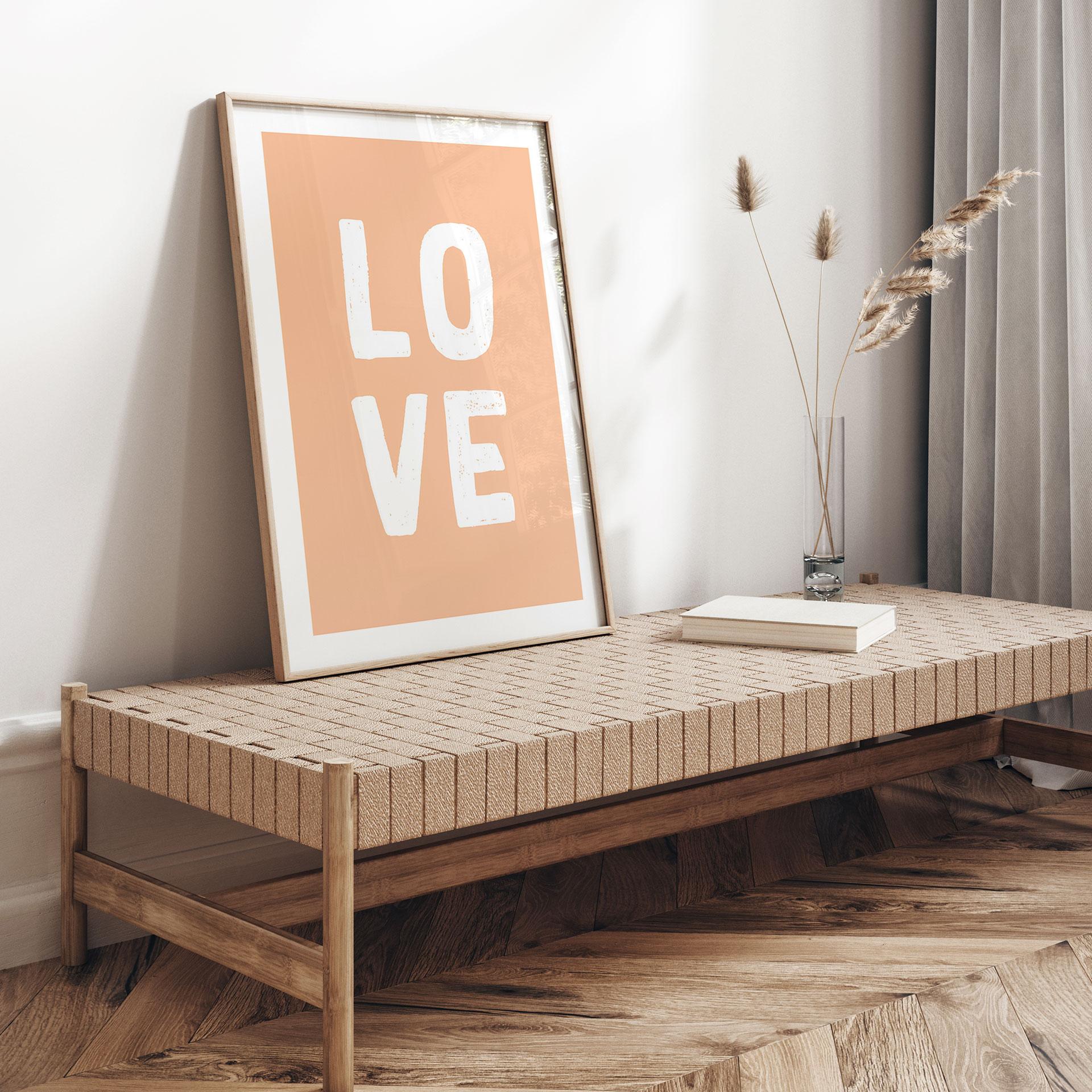 Plakat Dekoration bogstaver LOVE fersken-farve