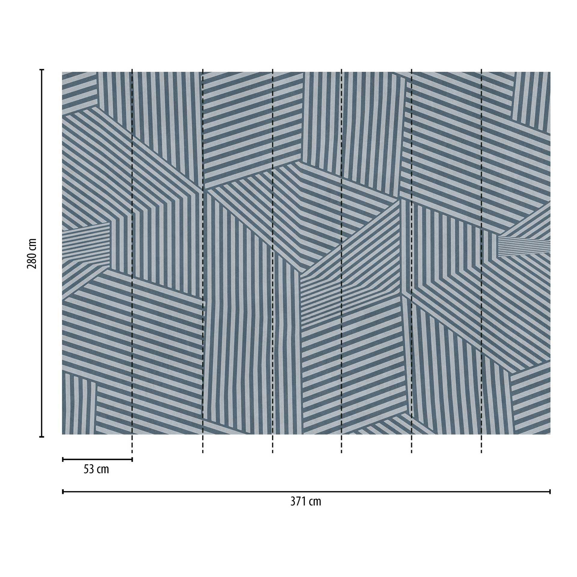3D Geometric Blue Grey - vliesbehang met streeppatroon voor woonkamer & kantoor