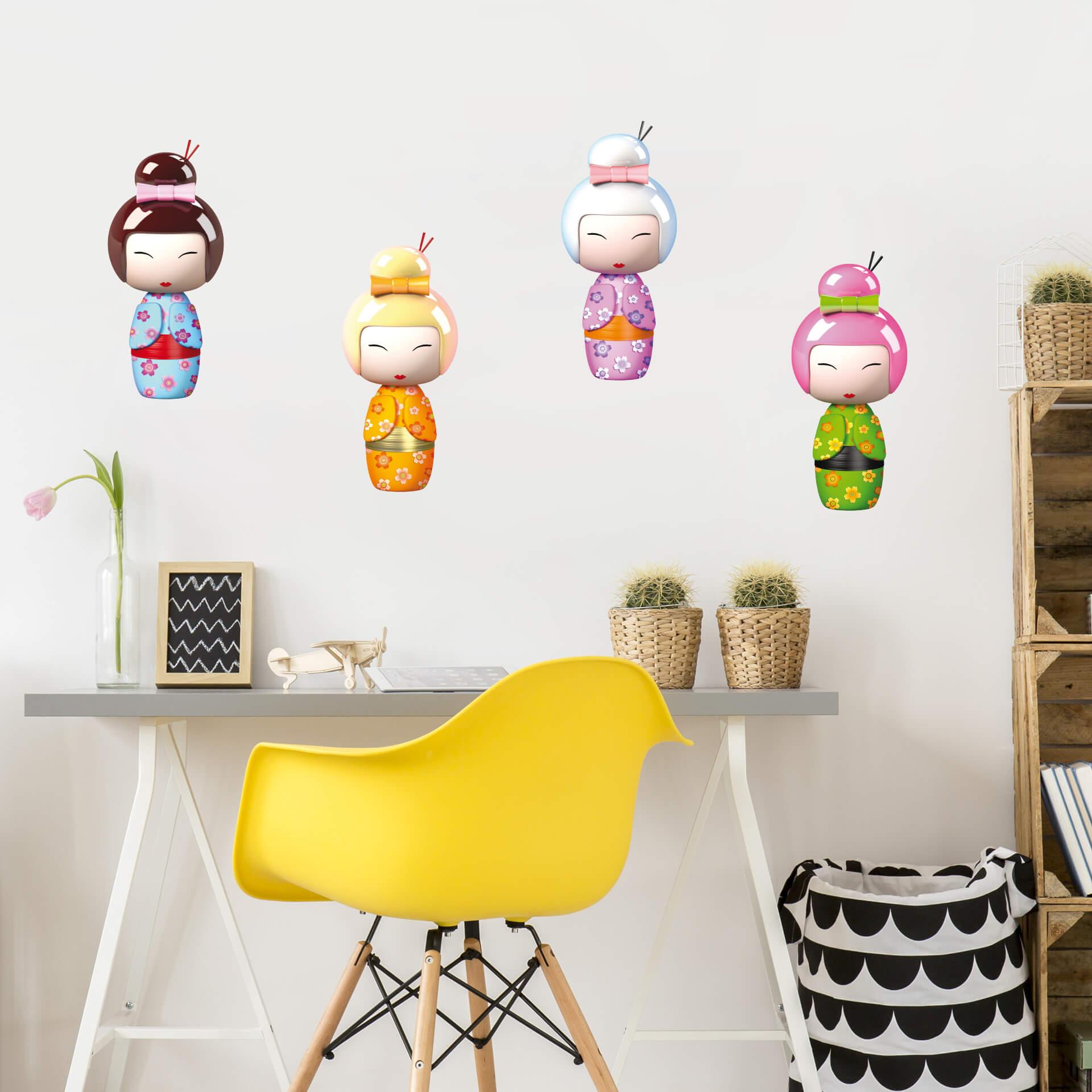 Wallsticker - Michel Agullo - Kokeshifigurer, sæt 01