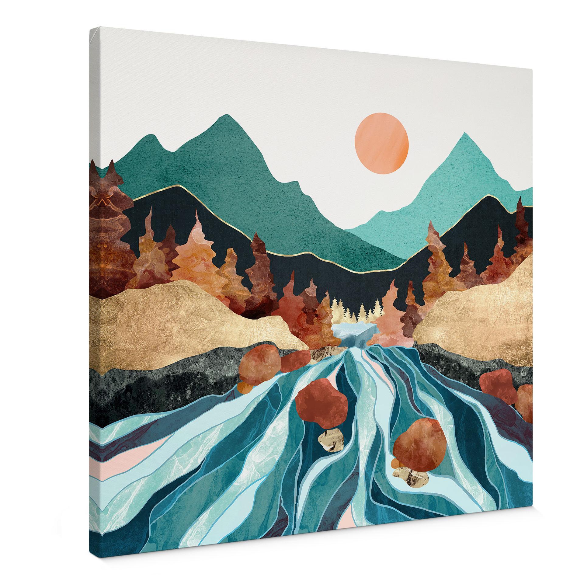 Canvastavla berg land flod - SpaceFrog Designs