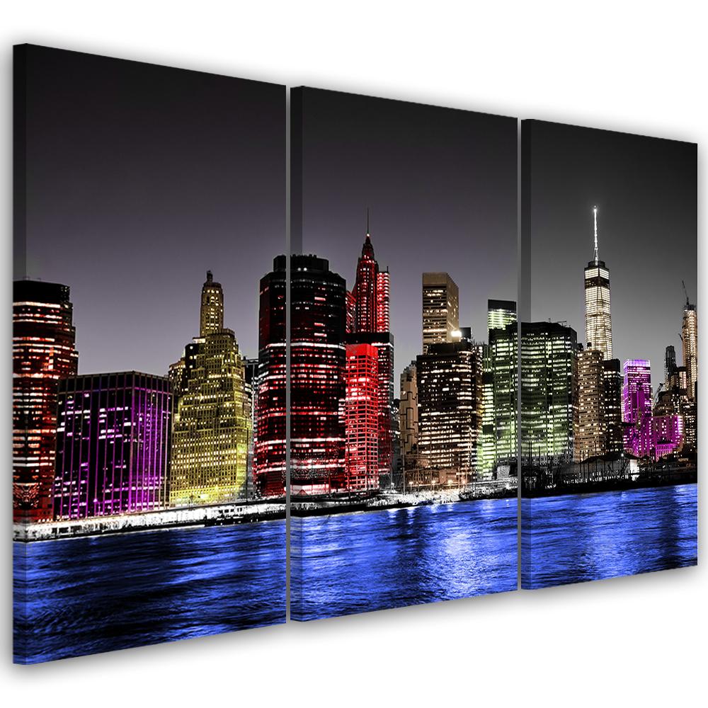 3 stykke lærredstryk, Architecture Skyline New York