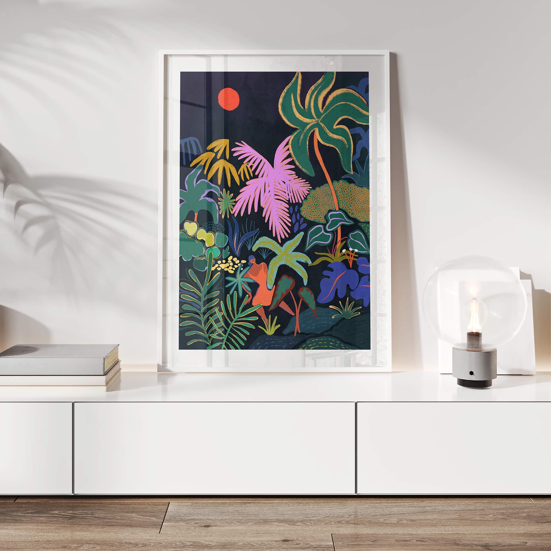 Póster de la jungla - Arty Guava - Exotismo en la oscuridad de la noche
