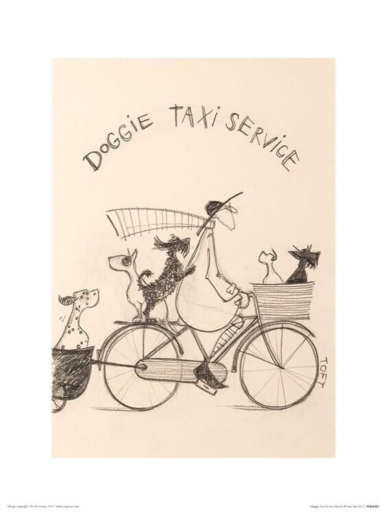 Plakat Sam Toft - Doggie Taxi Service kunsttryk, Sam Toft (30 x 40 cm)