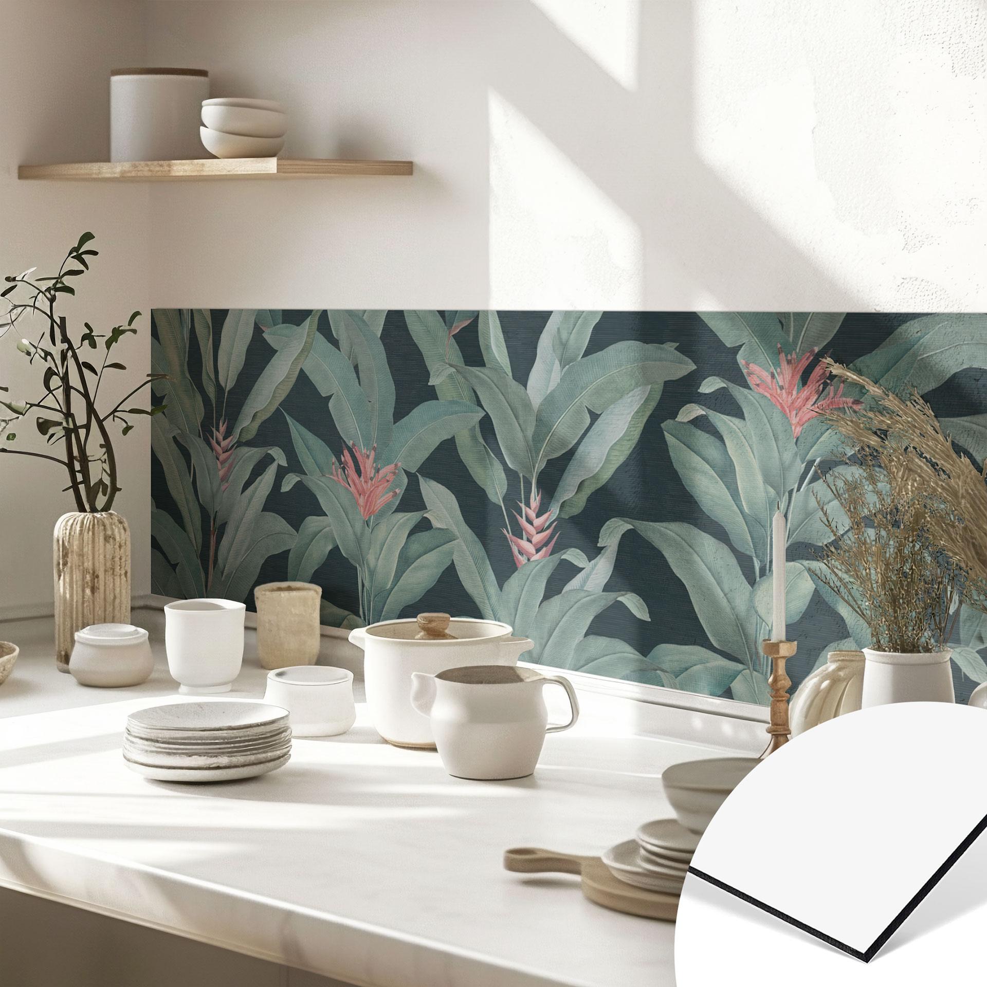 Stænkplade til køkken Urban Jungle tropiske blade grøn - Bloomery Decor
