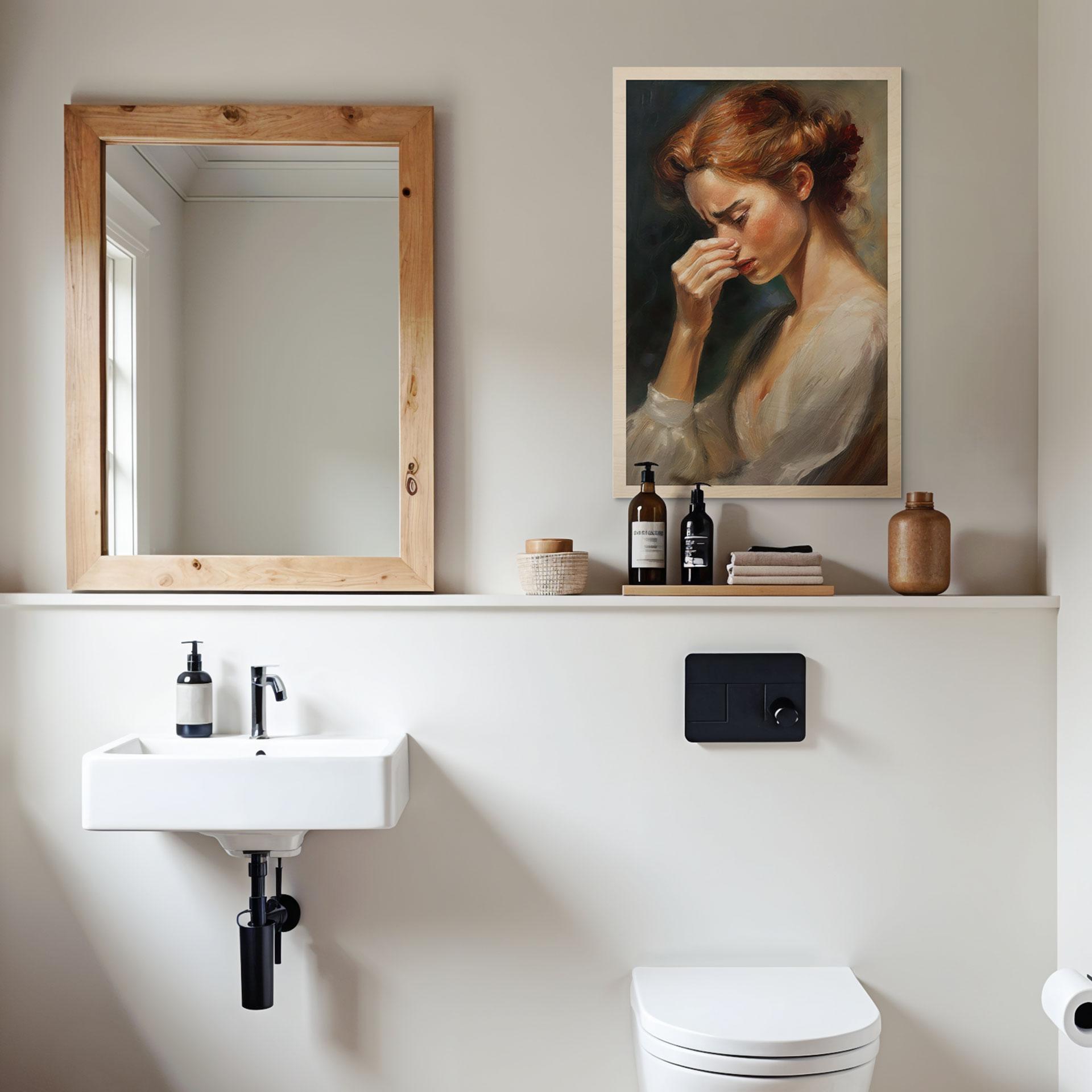 Billede af træ Humoristisk vintage-dekoration til toilettet