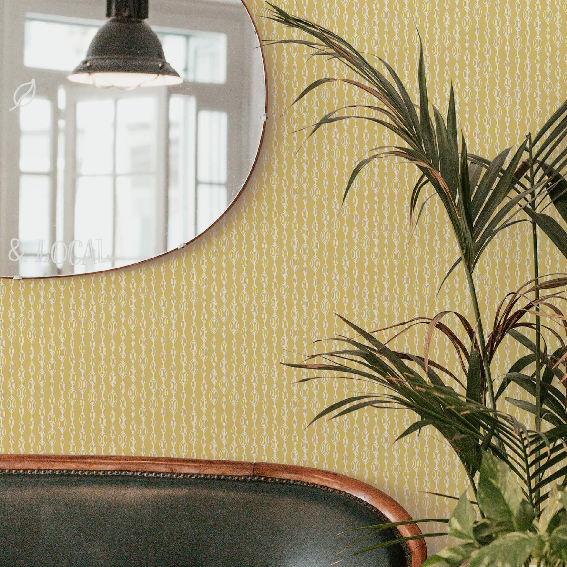 Patroonbehang Vintage Waves - geel