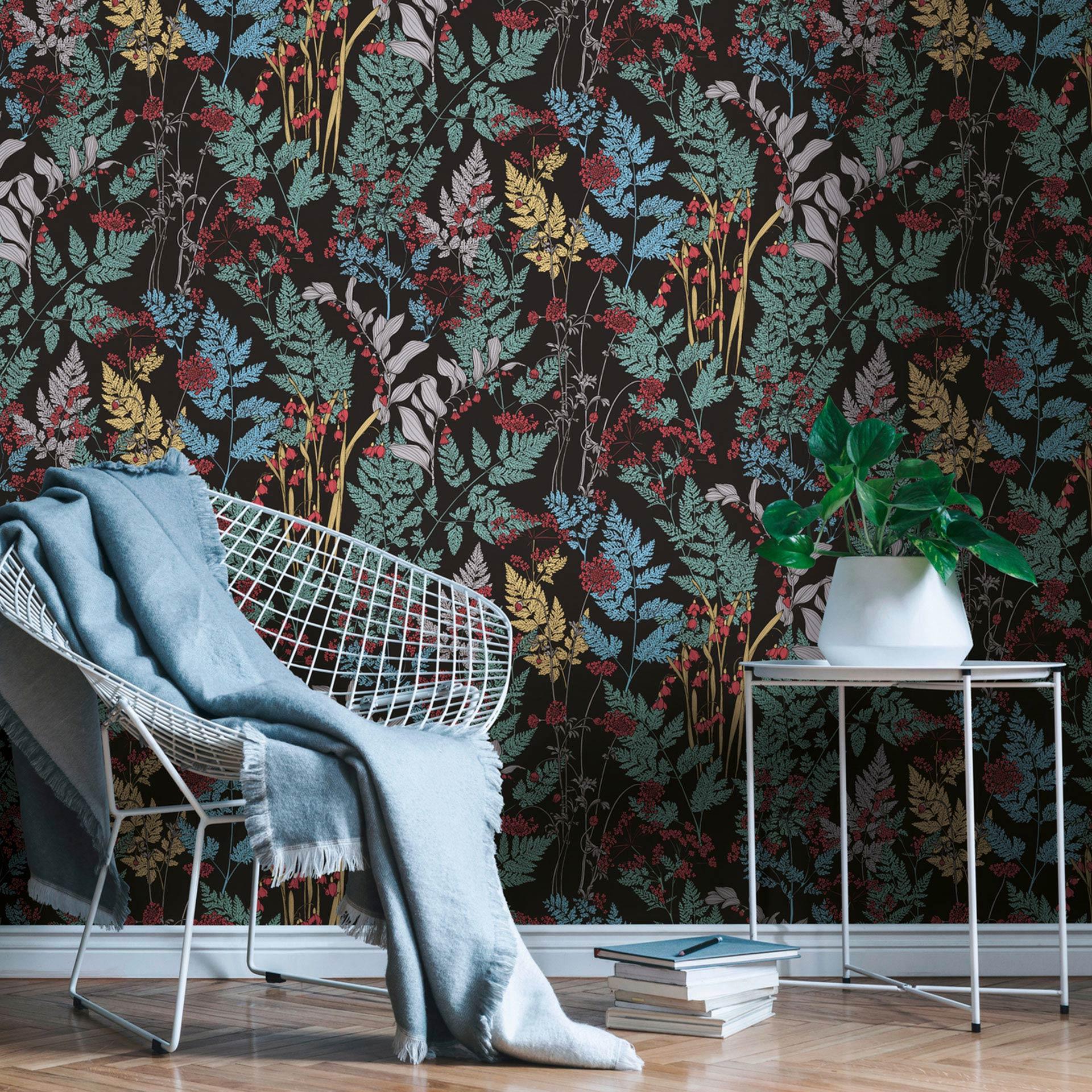 Architects Paper Floral Impression - Papier peint intissé fleuris, noir