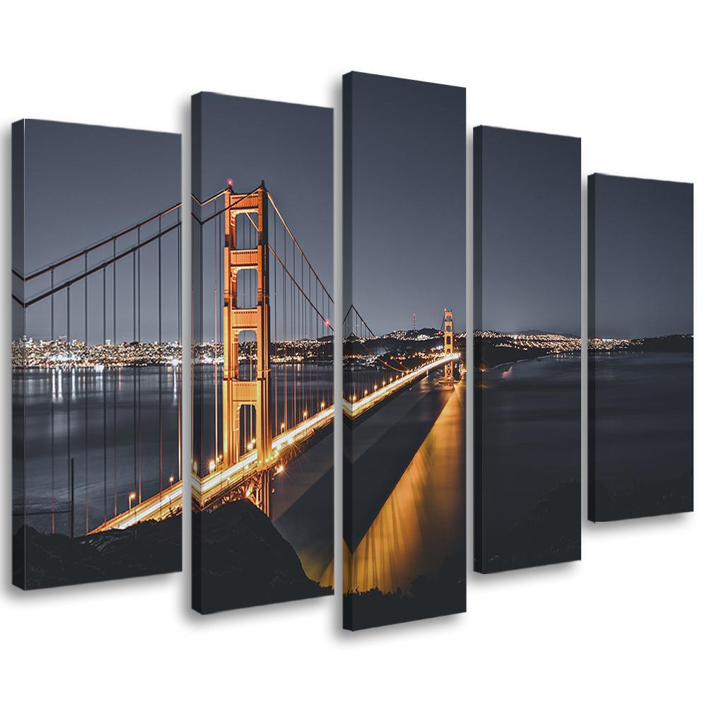 5 stykke lærredstryk, Golden Gate of San Francisco