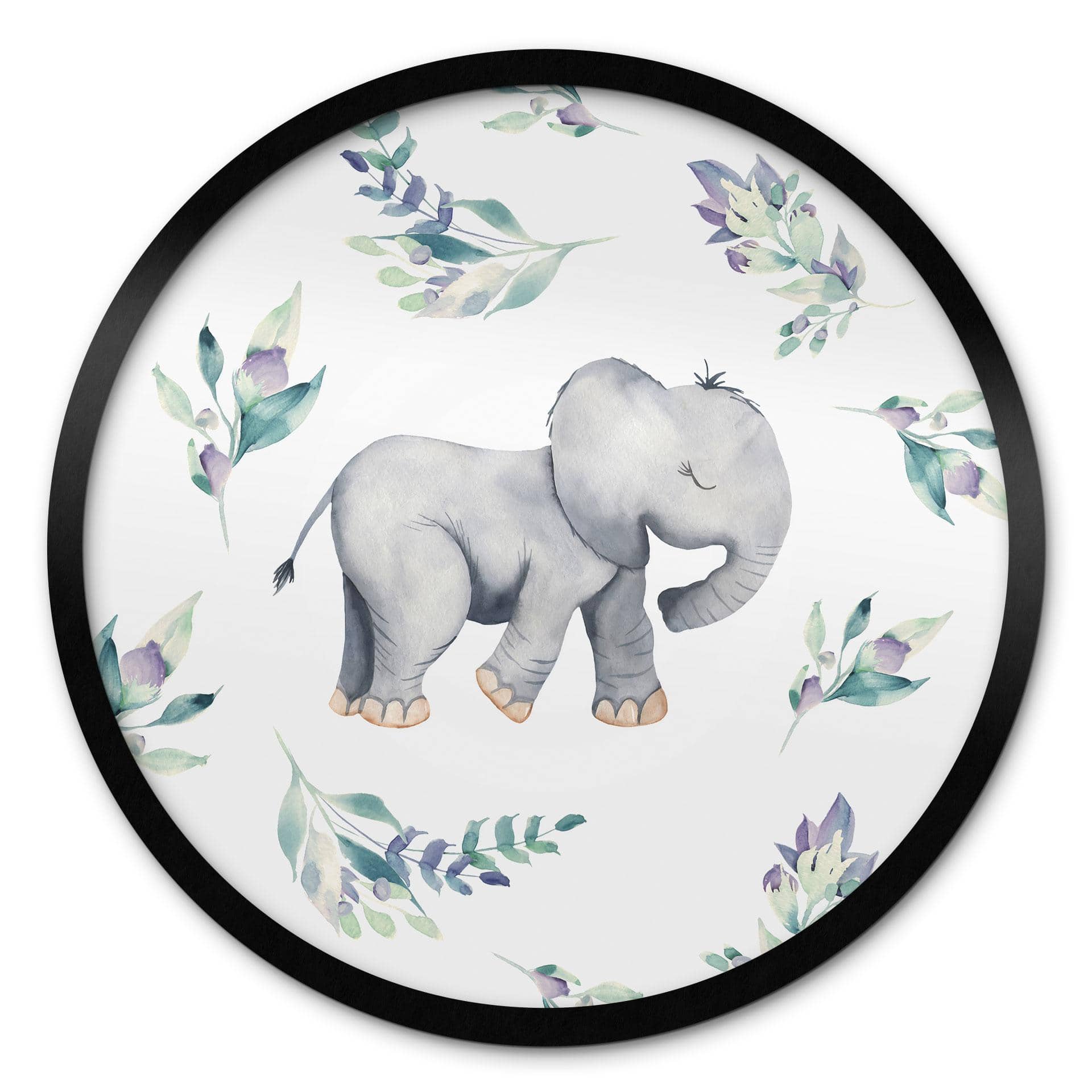 Plakat Sød babyelefant mellem boho-grene - UN Designs
