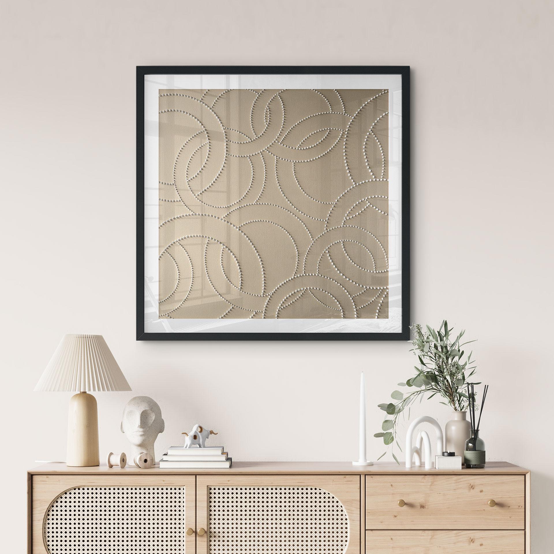 Plakat Abstrakte ringe beige - Grande - Firkantet